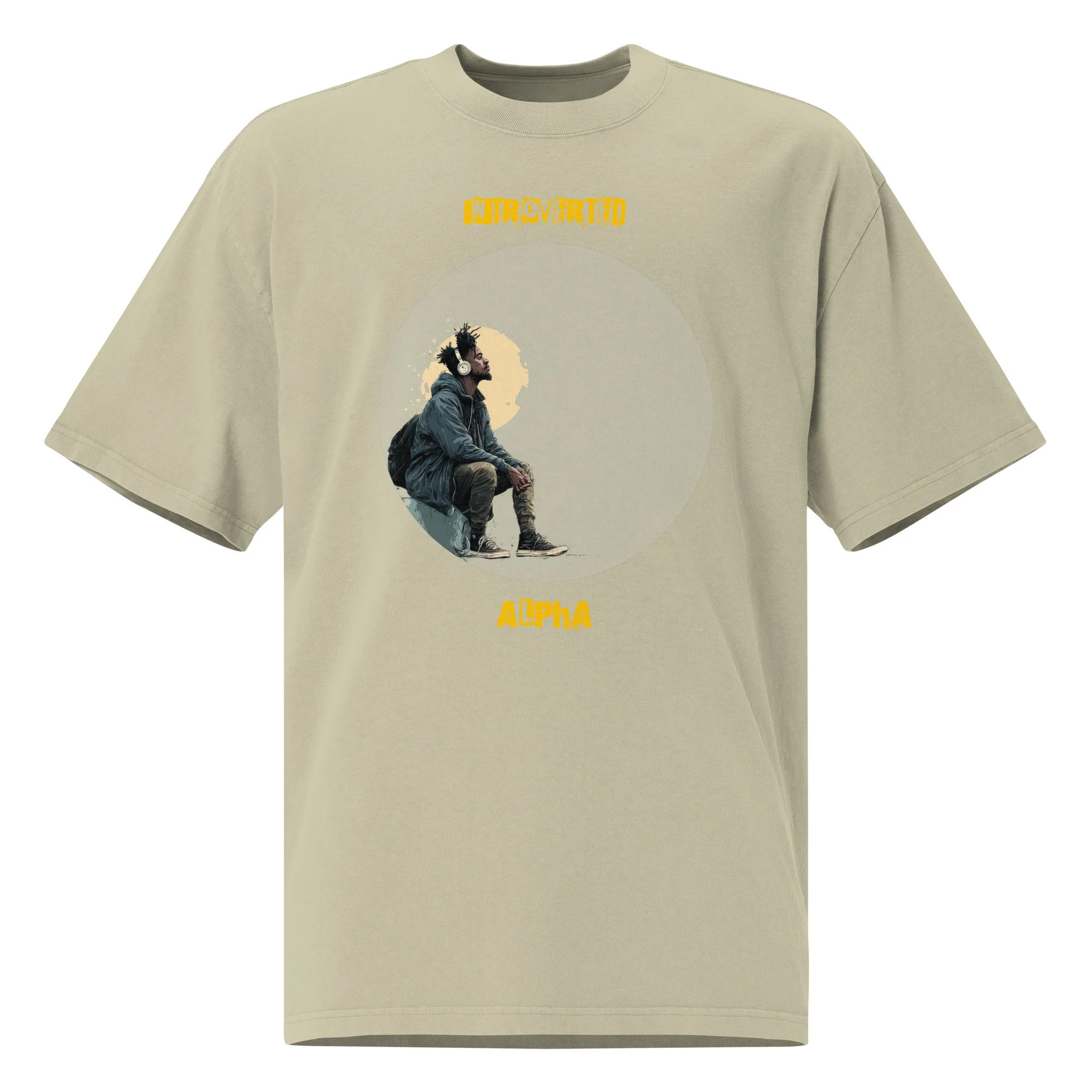 IntrovertedAlpha™ Oversized Faded T-Shirt in Faded Eucalyptus for men, washed green oversized T-shirt with premium casual style