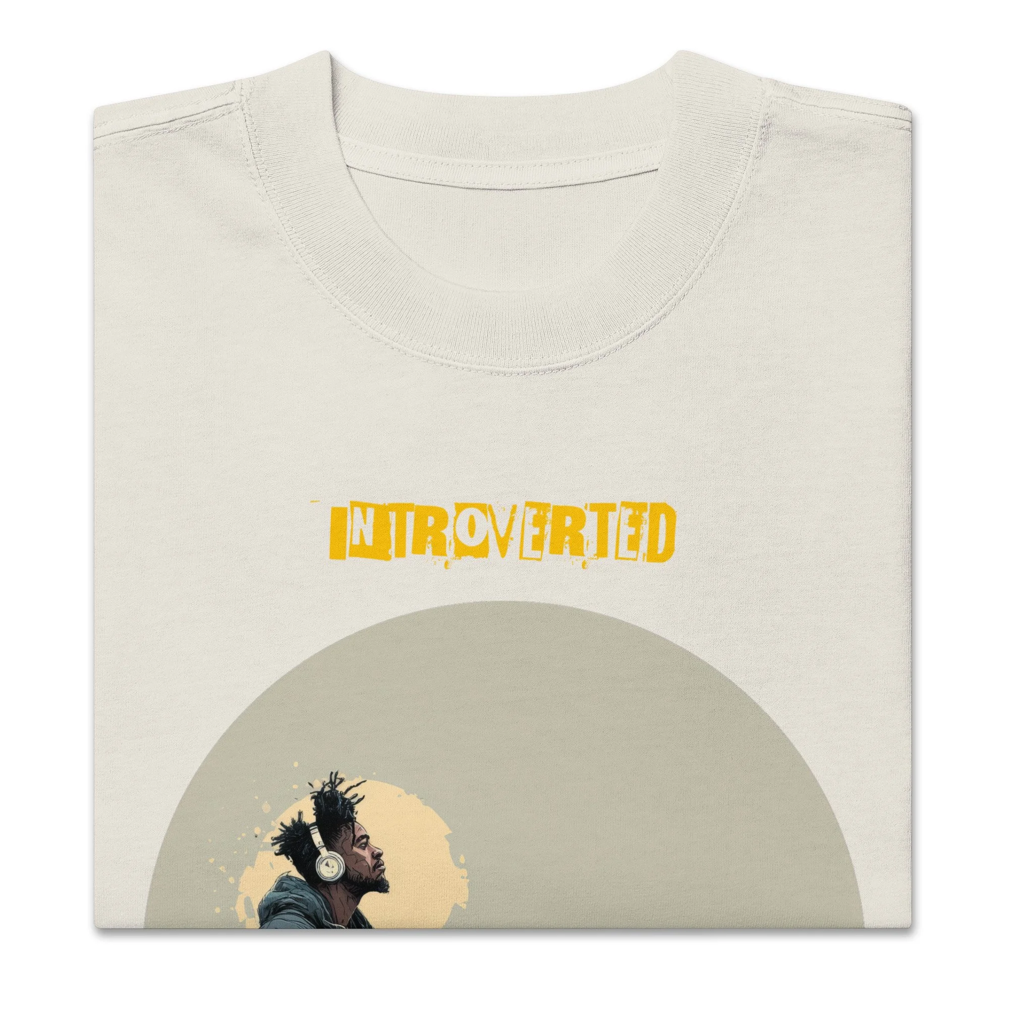 IntrovertedAlpha™ Oversized Faded T-Shirt in Faded Bone for men, soft neutral oversized T-shirt with a minimalist streetwear feel