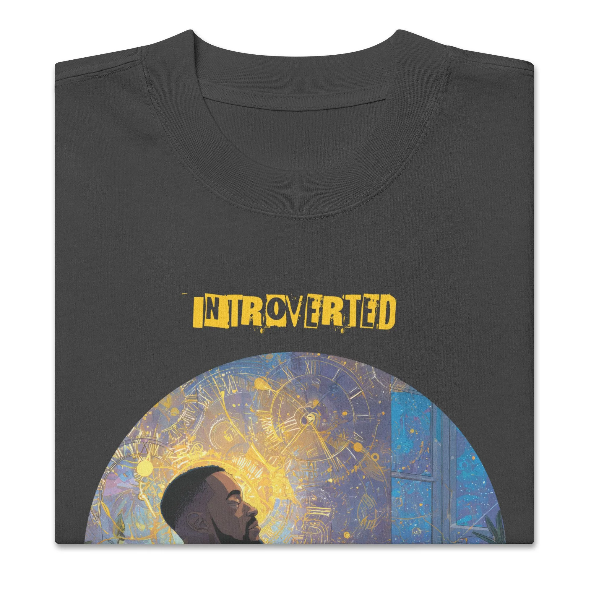 IntrovertedAlpha™ Oversized Faded T-Shirt in Faded Black for men, vintage-wash streetwear with a relaxed oversized fit