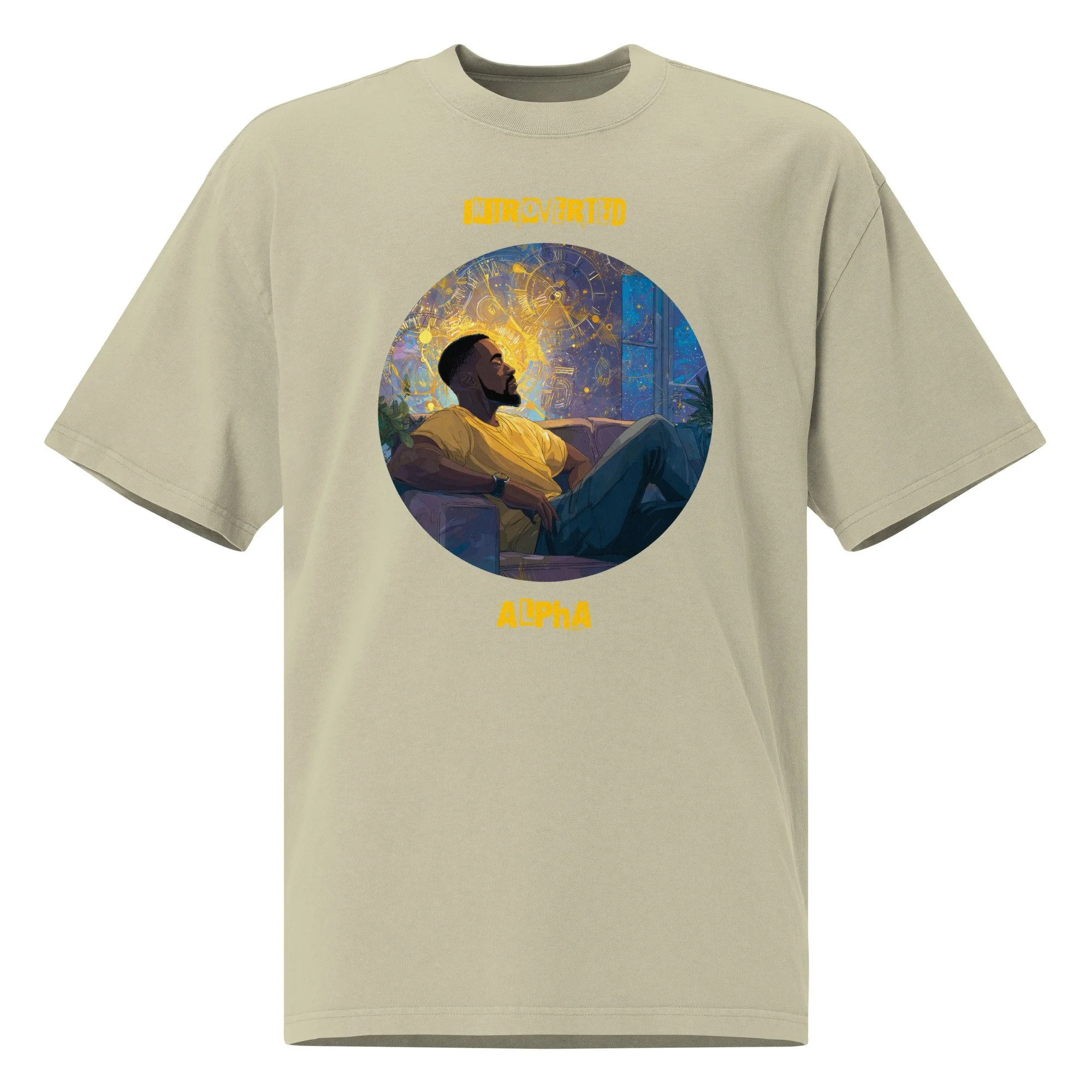 IntrovertedAlpha™ Oversized Faded T-Shirt in Faded Eucalyptus for men, washed green oversized T-shirt with premium casual style