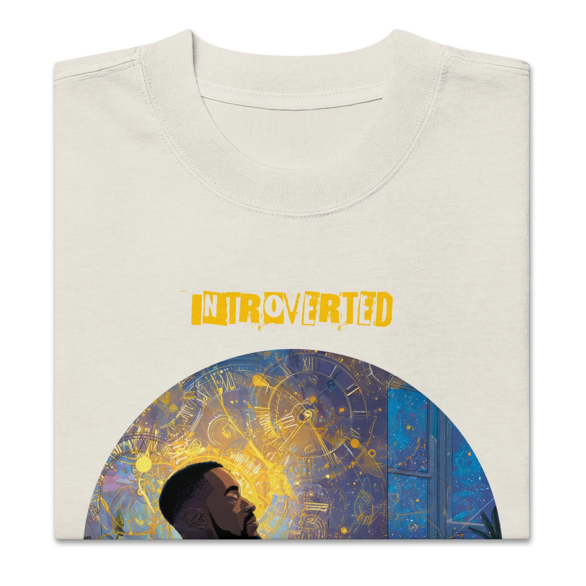 IntrovertedAlpha™ Oversized Faded T-Shirt in Faded Bone for men, soft neutral oversized T-shirt with a minimalist streetwear feel