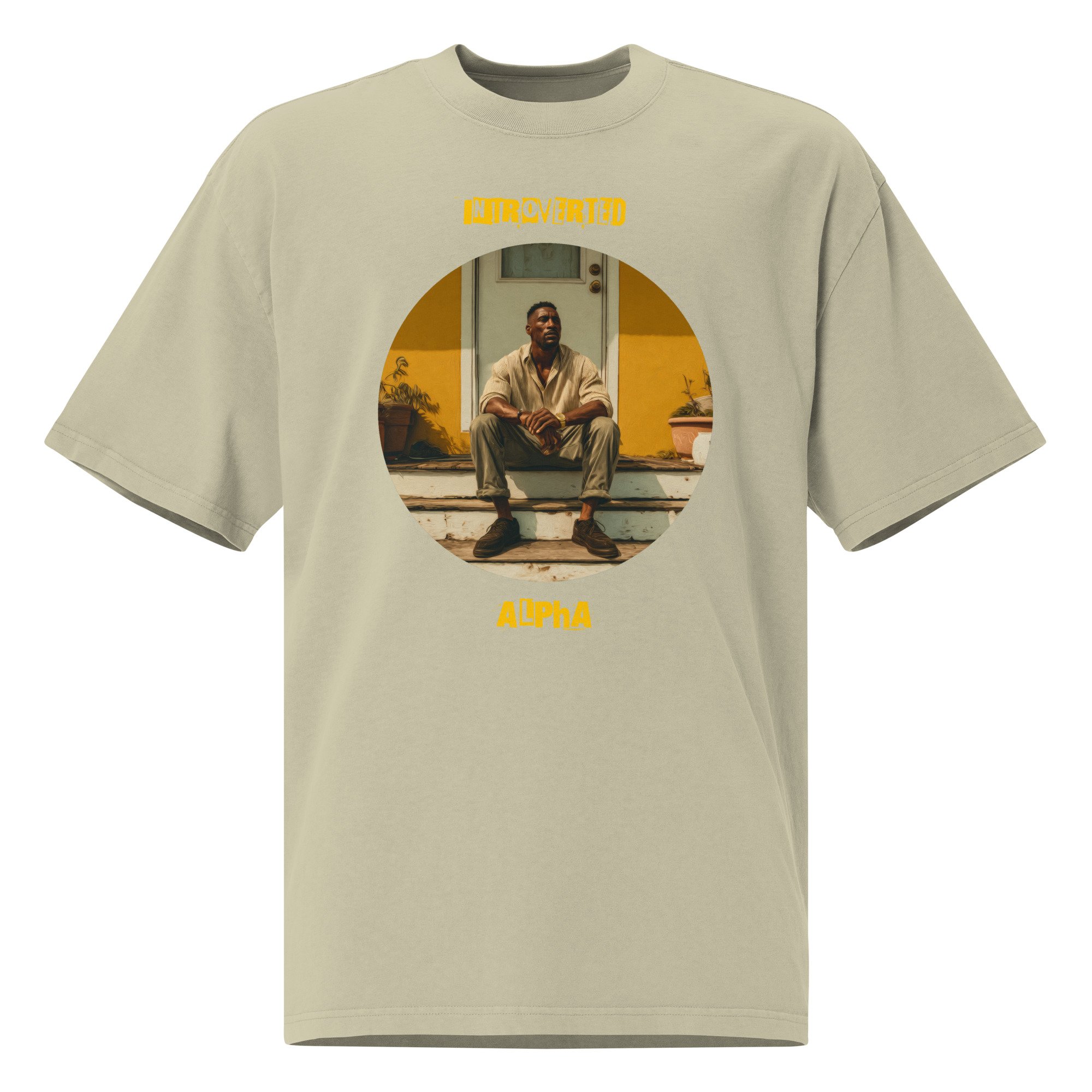 IntrovertedAlpha™ Oversized Faded T-Shirt in Faded Eucalyptus for men, washed green oversized T-shirt with premium casual style
