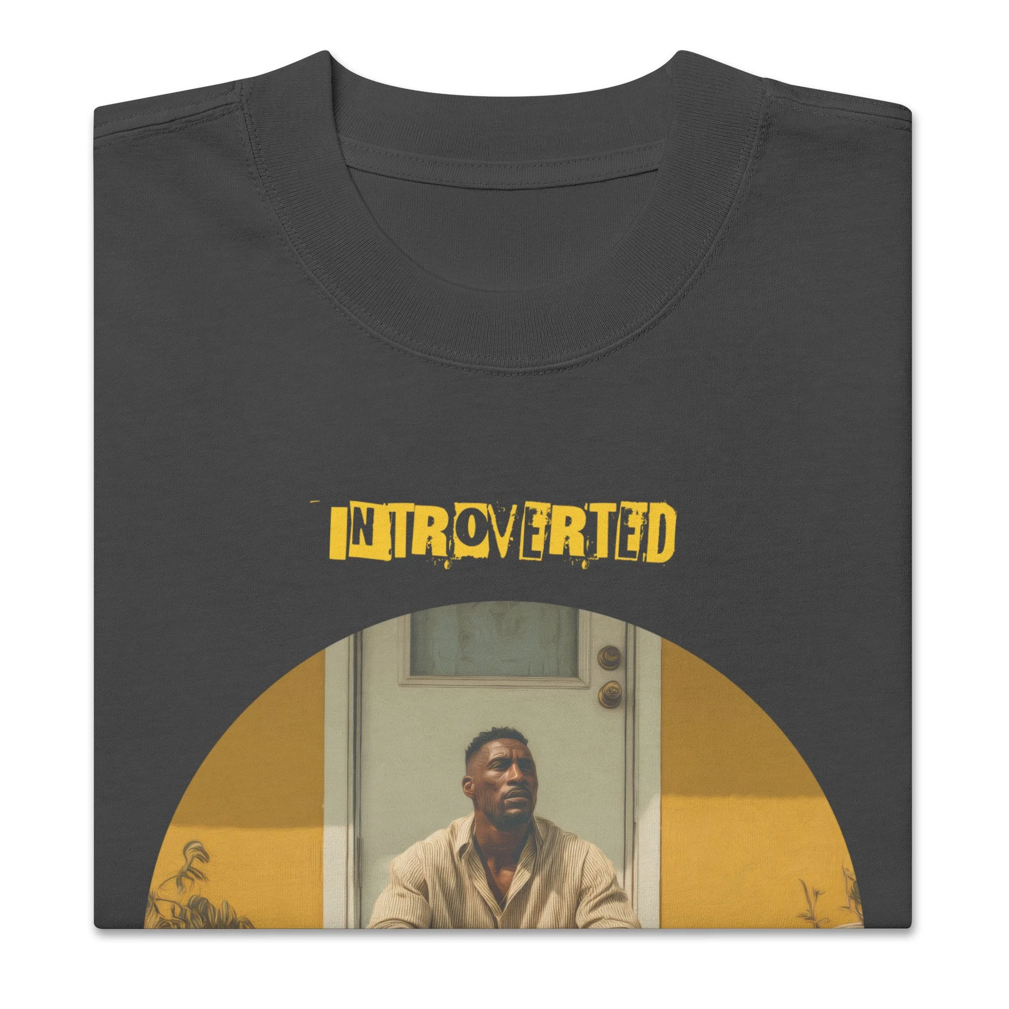 IntrovertedAlpha™ Oversized Faded T-Shirt in Faded Black for men, vintage-wash streetwear with a relaxed oversized fit