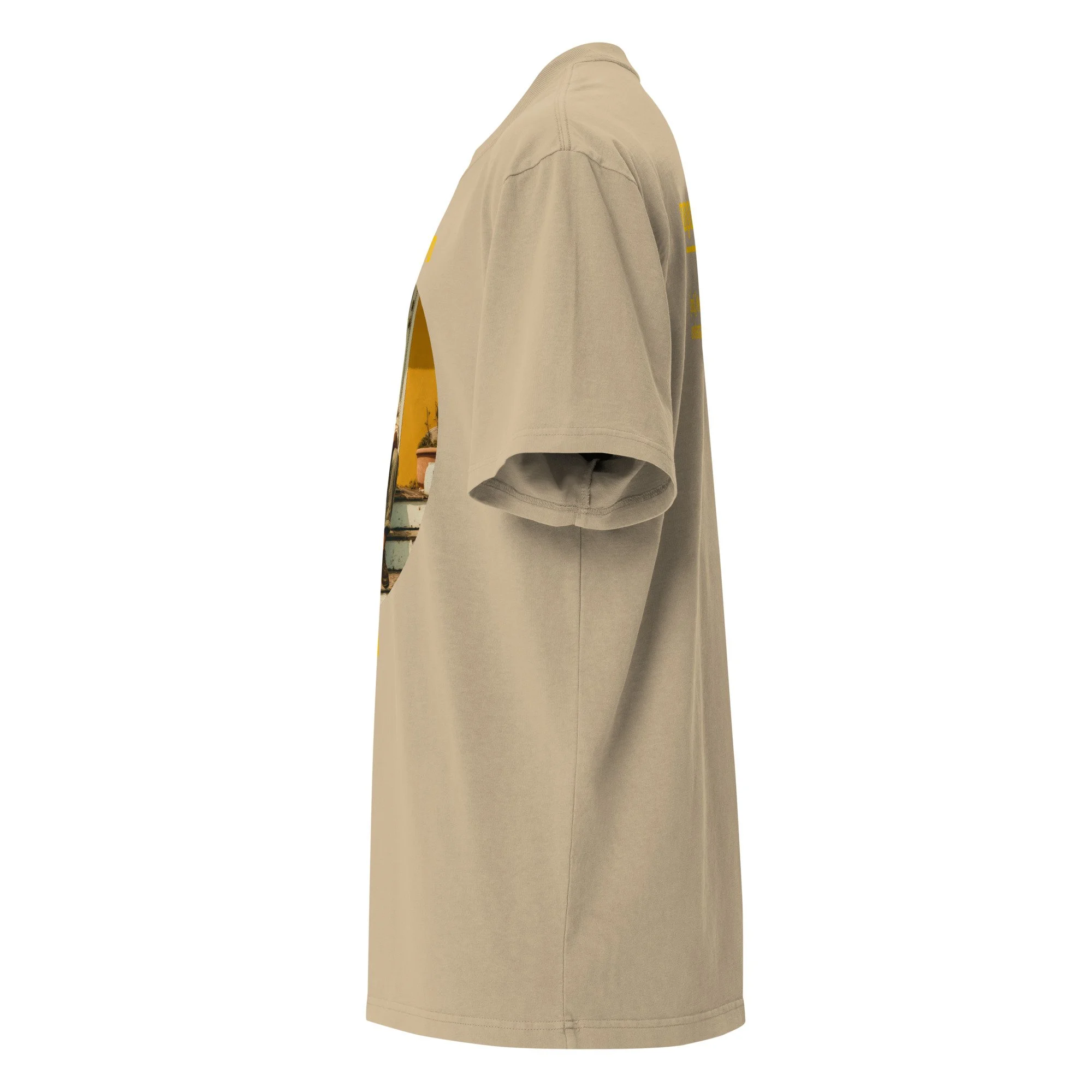 IntrovertedAlpha™ Oversized Faded T-Shirt in Faded Khaki for men, neutral oversized T-shirt with casual streetwear style