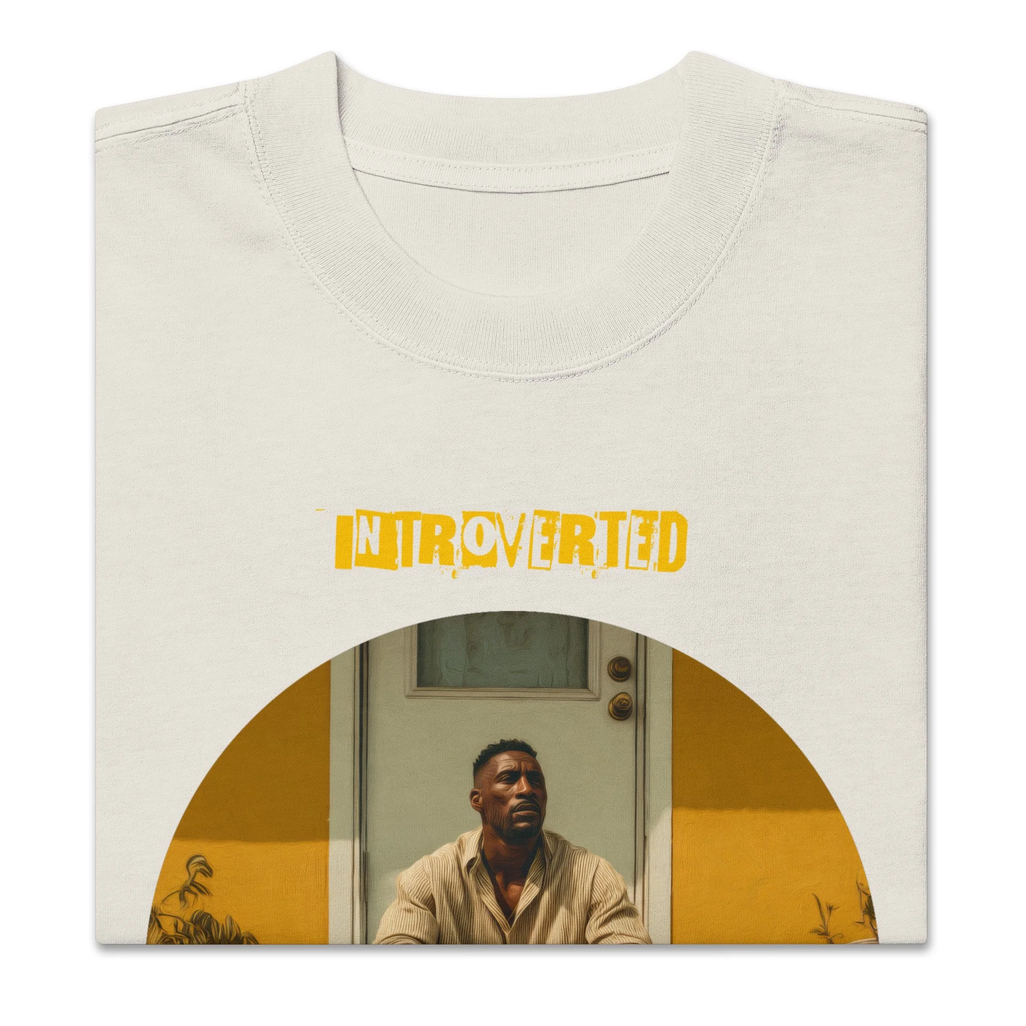 IntrovertedAlpha™ Oversized Faded T-Shirt in Faded Bone for men, soft neutral oversized T-shirt with a minimalist streetwear feel