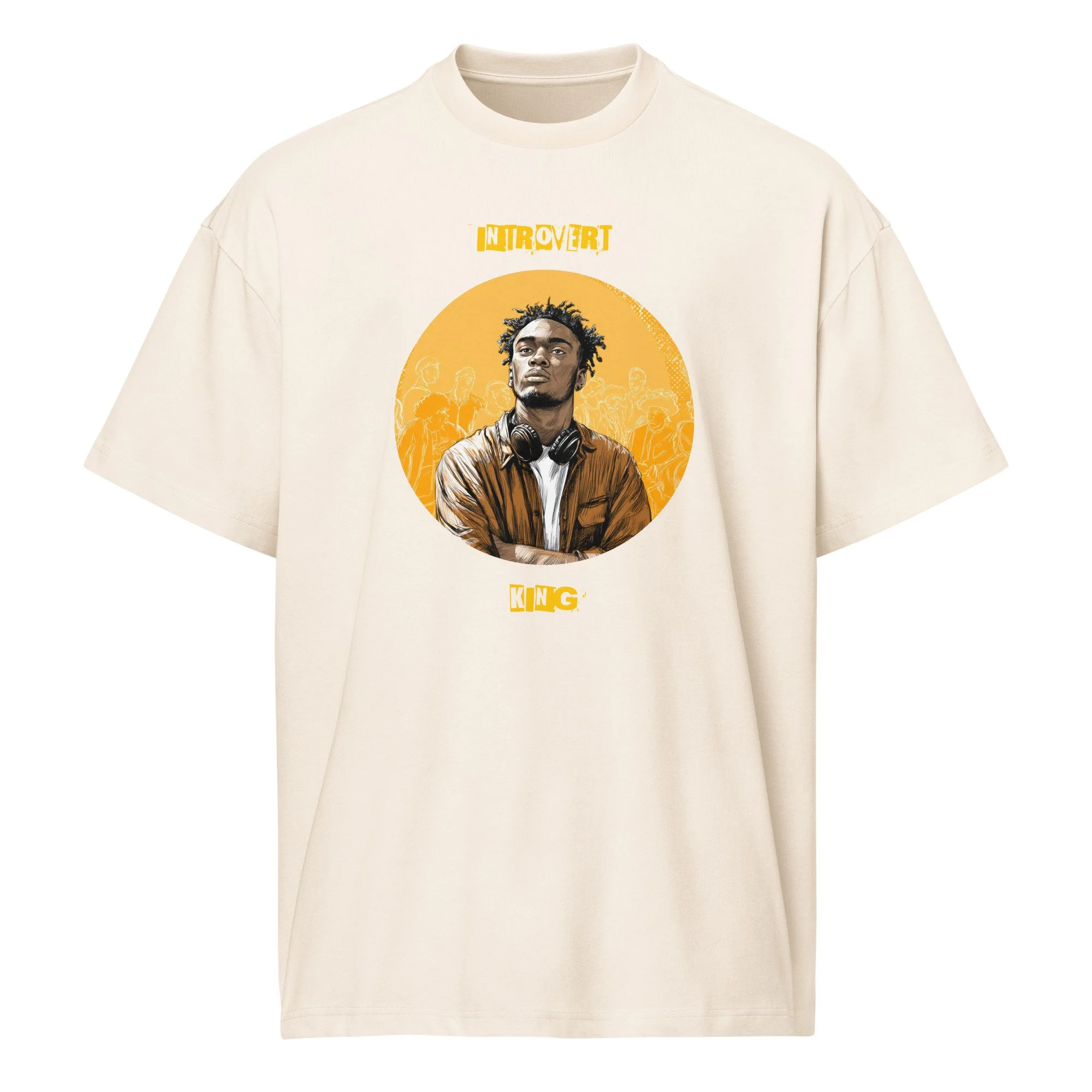 IntrovertedAlpha™ Box Tee in Vintage White for men, soft-toned box tee with a minimalist oversized fit