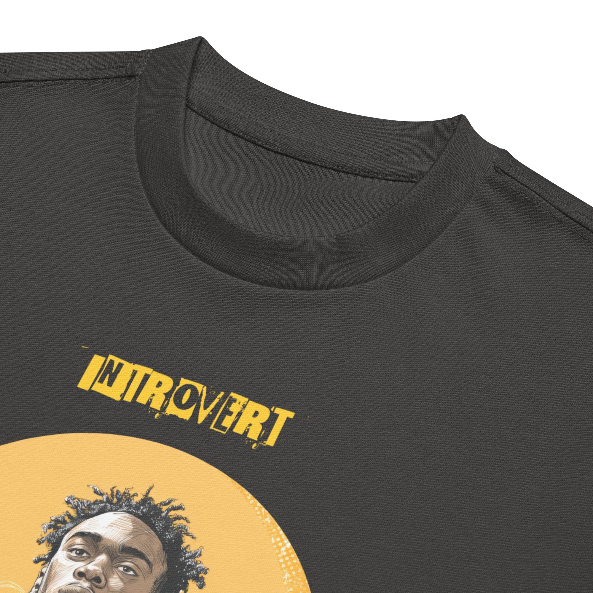IntrovertedAlpha™ Box Tee in Vintage Black for men, washed boxy T-shirt with a relaxed streetwear silhouette