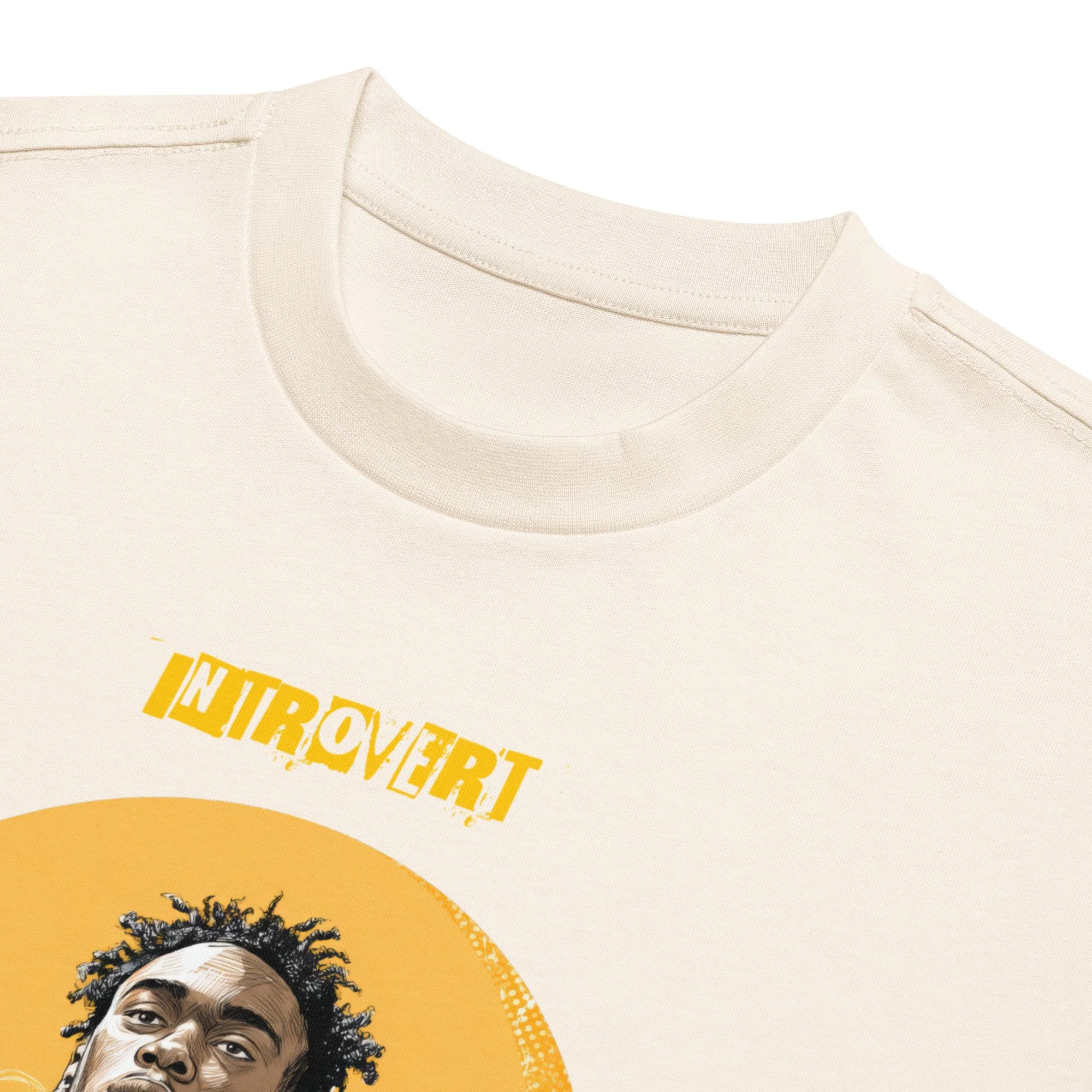 IntrovertedAlpha™ Box Tee in Vintage White for men, soft-toned box tee with a minimalist oversized fit