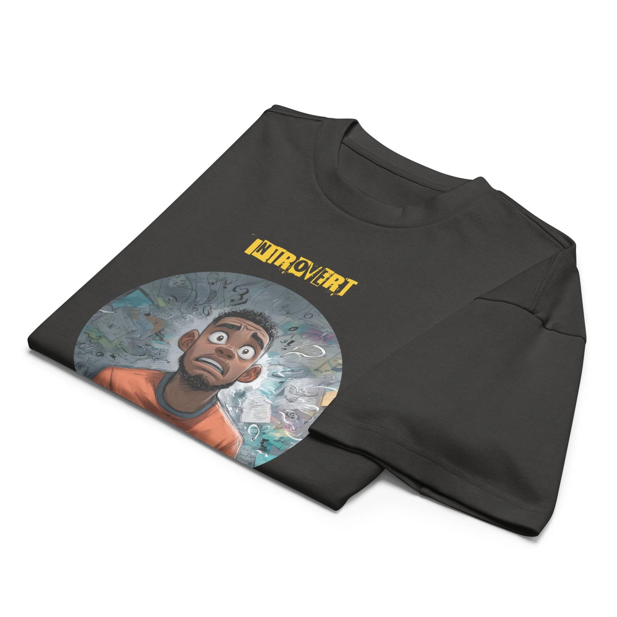 IntrovertedAlpha™ Box Tee in Vintage Black for men, washed boxy T-shirt with a relaxed streetwear silhouette