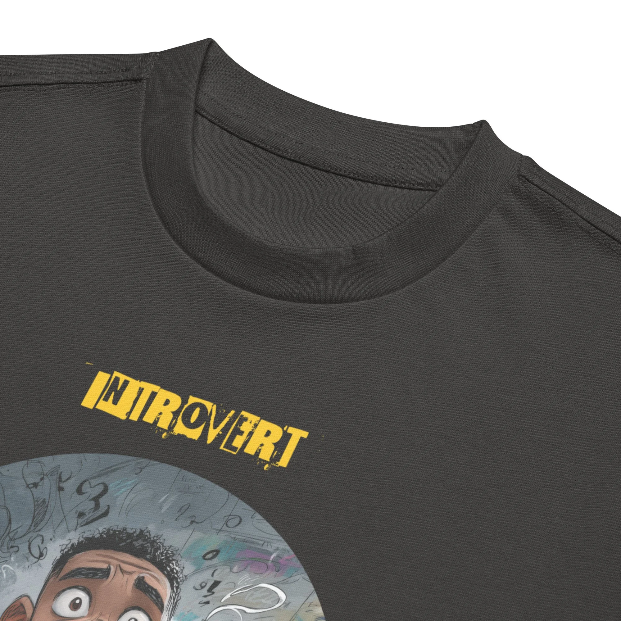 IntrovertedAlpha™ Box Tee in Vintage Black for men, washed boxy T-shirt with a relaxed streetwear silhouette