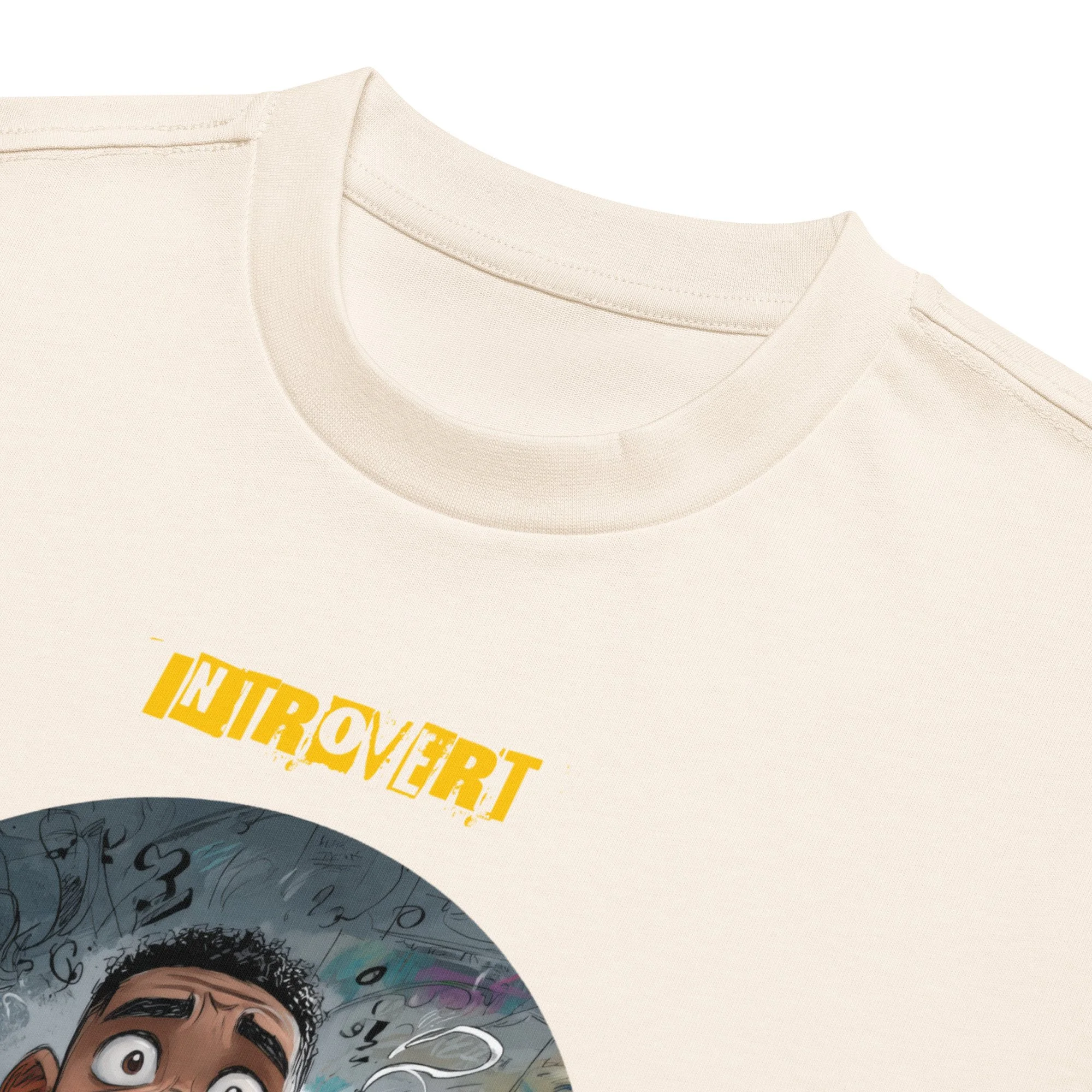 IntrovertedAlpha™ Box Tee in Vintage White for men, soft-toned box tee with a minimalist oversized fit