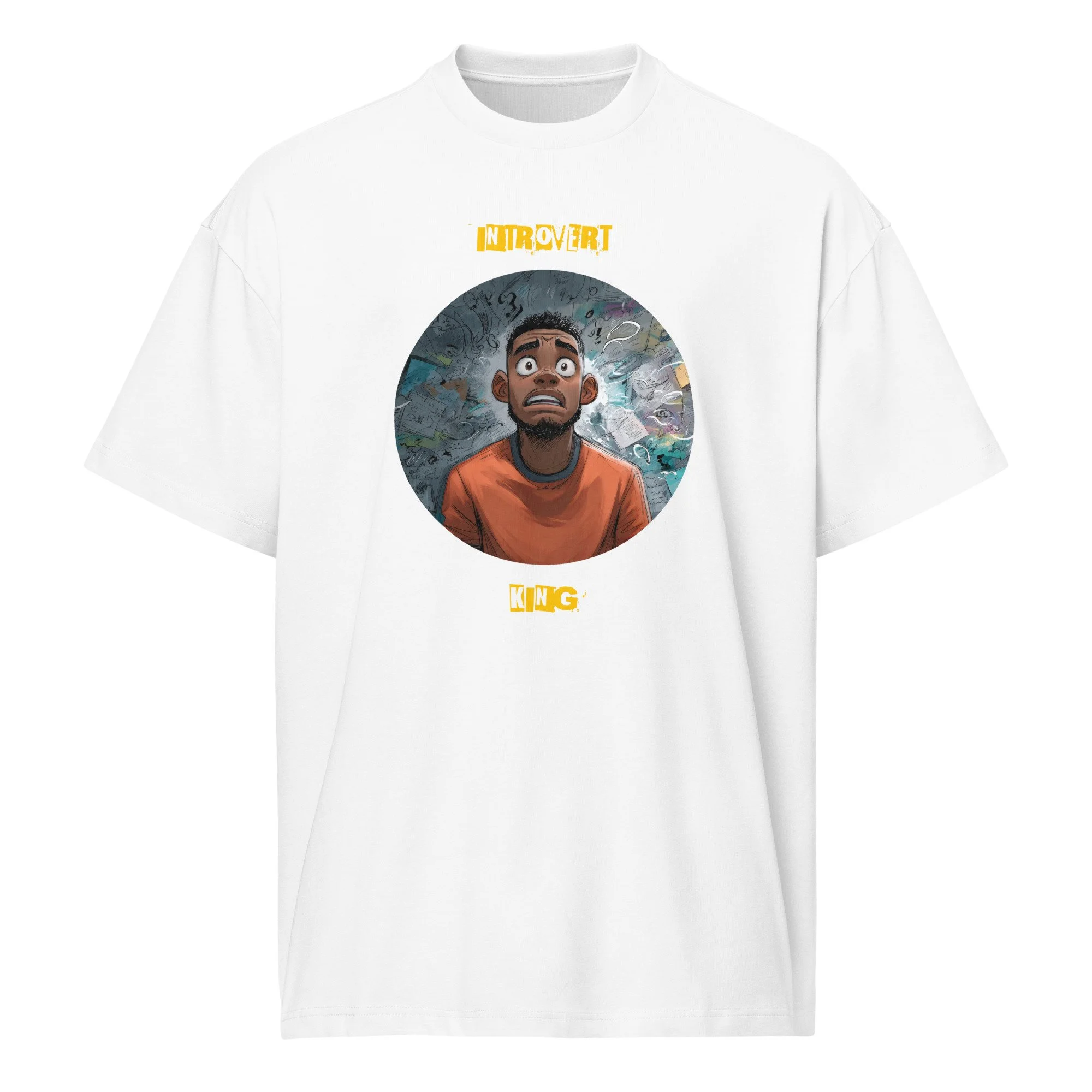 IntrovertedAlpha™ Box Tee in White for men, crisp structured box tee with a clean premium finish