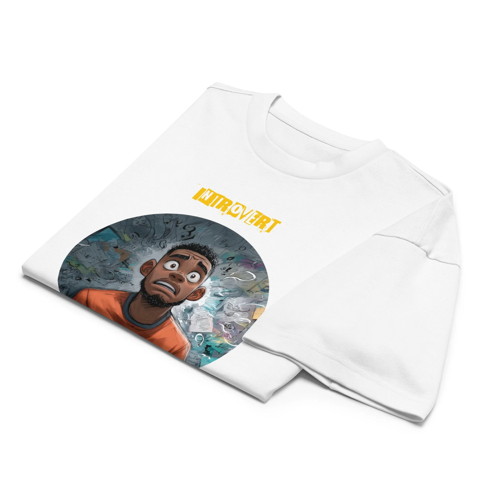 IntrovertedAlpha™ Box Tee in White for men, crisp structured box tee with a clean premium finish