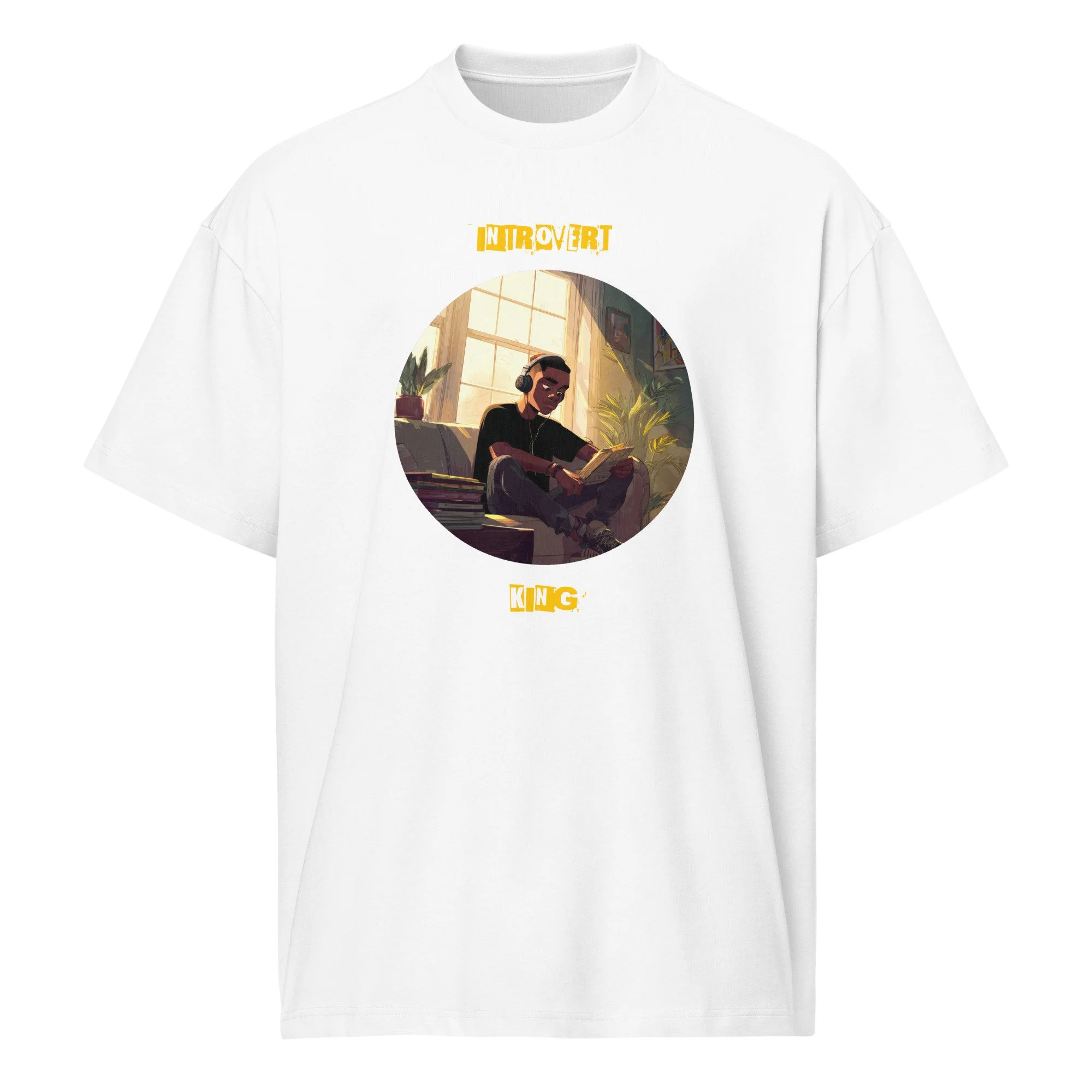 IntrovertedAlpha™ Box Tee in White for men, crisp structured box tee with a clean premium finish