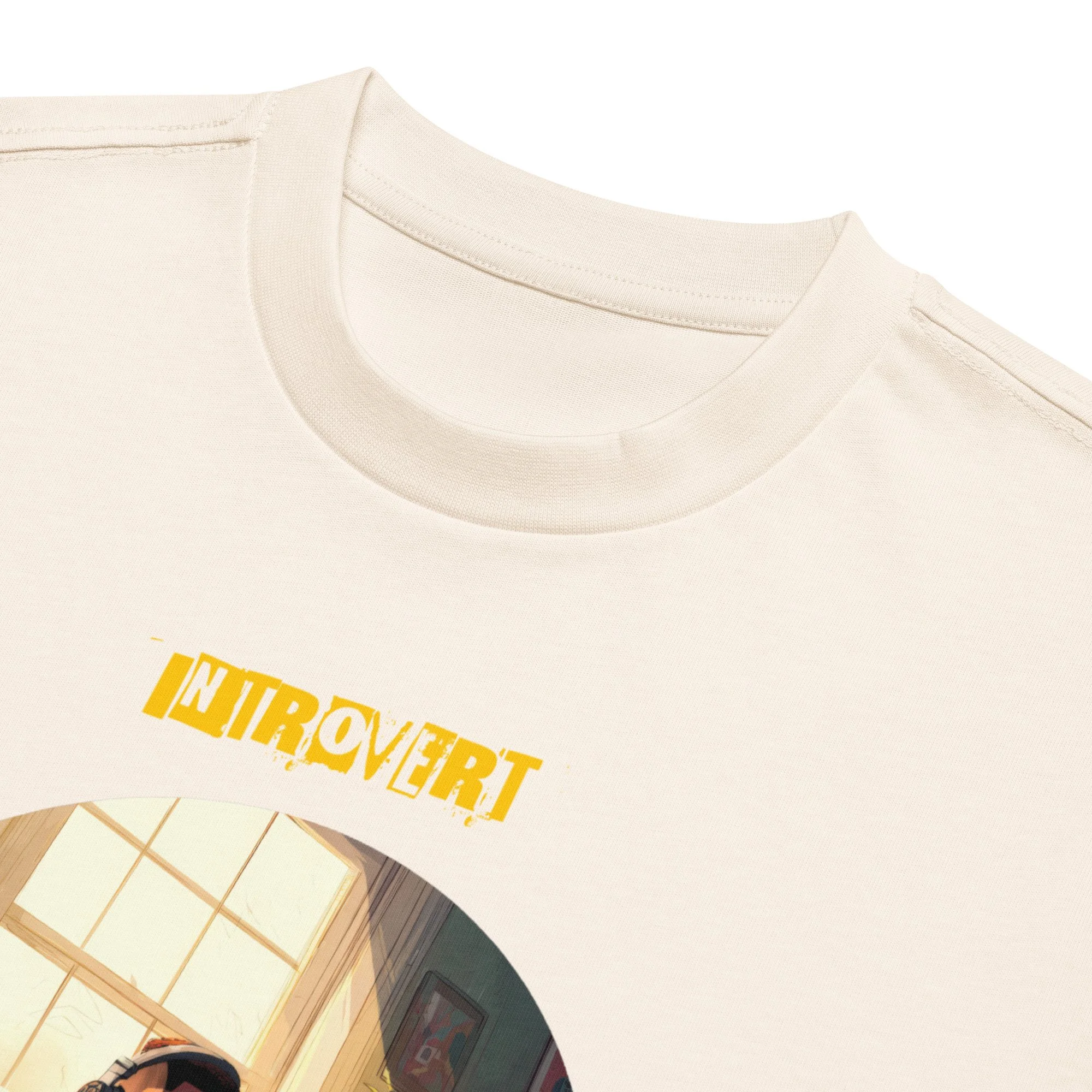 IntrovertedAlpha™ Box Tee in Vintage White for men, soft-toned box tee with a minimalist oversized fit