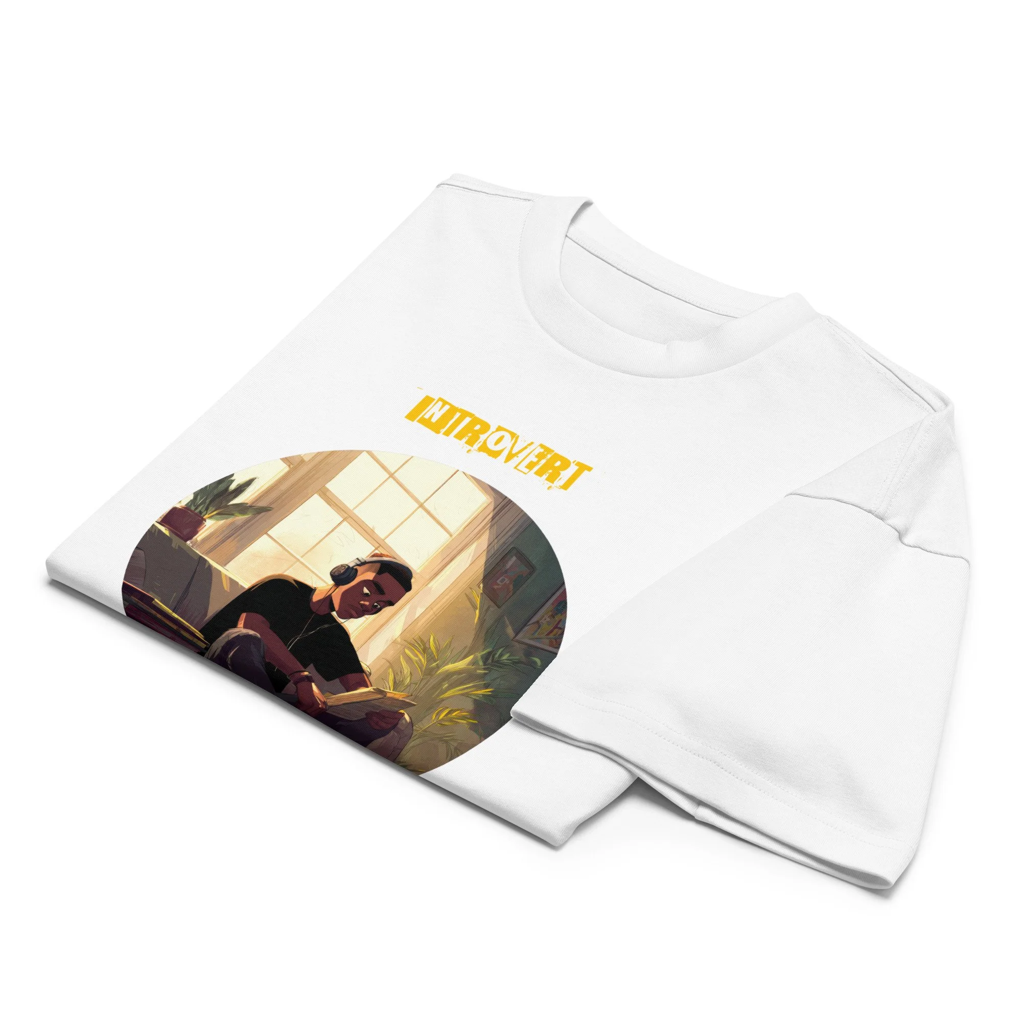 IntrovertedAlpha™ Box Tee in White for men, crisp structured box tee with a clean premium finish