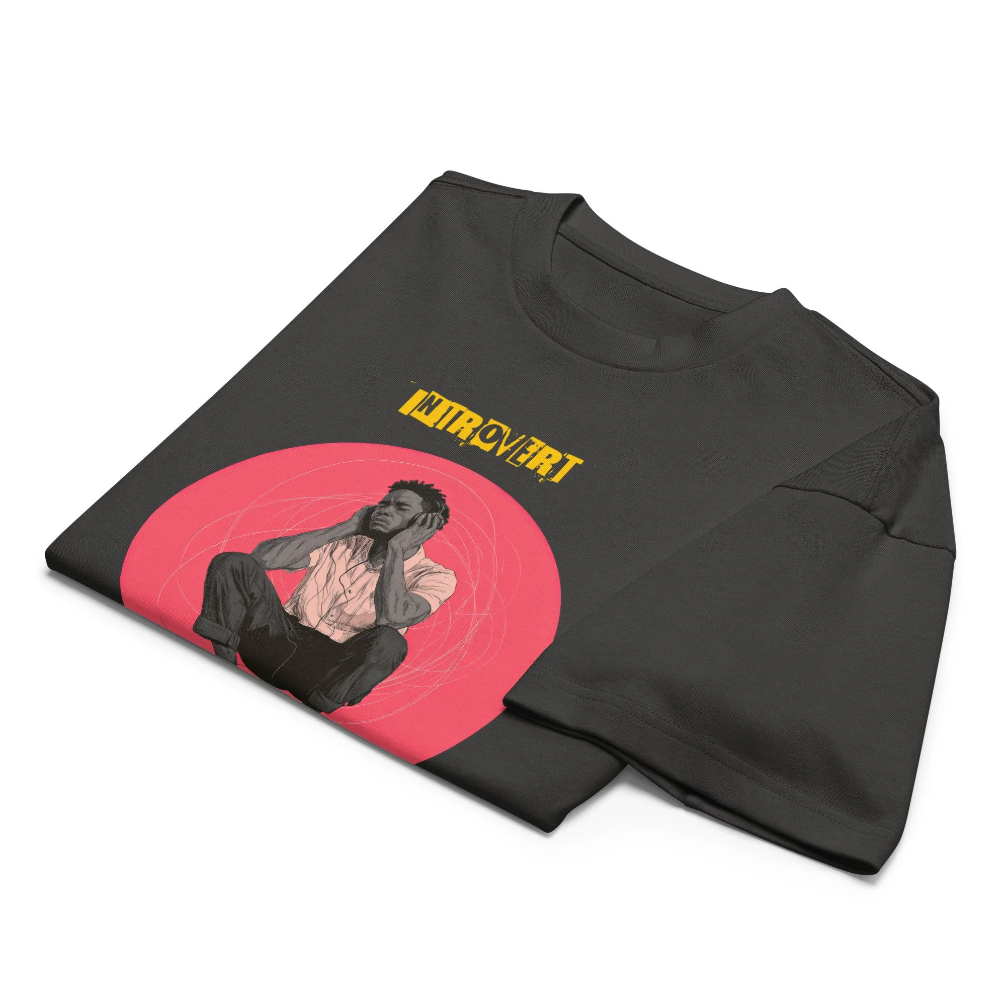 IntrovertedAlpha™ Box Tee in Vintage Black for men, washed boxy T-shirt with a relaxed streetwear silhouette