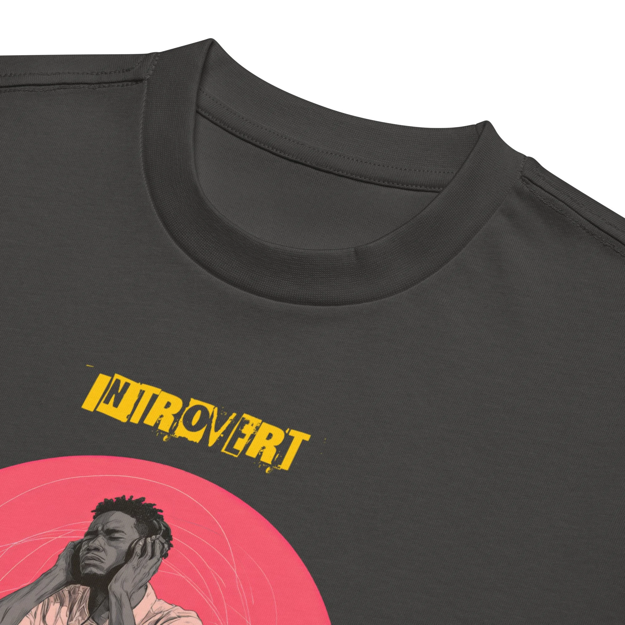 IntrovertedAlpha™ Box Tee in Vintage Black for men, washed boxy T-shirt with a relaxed streetwear silhouette