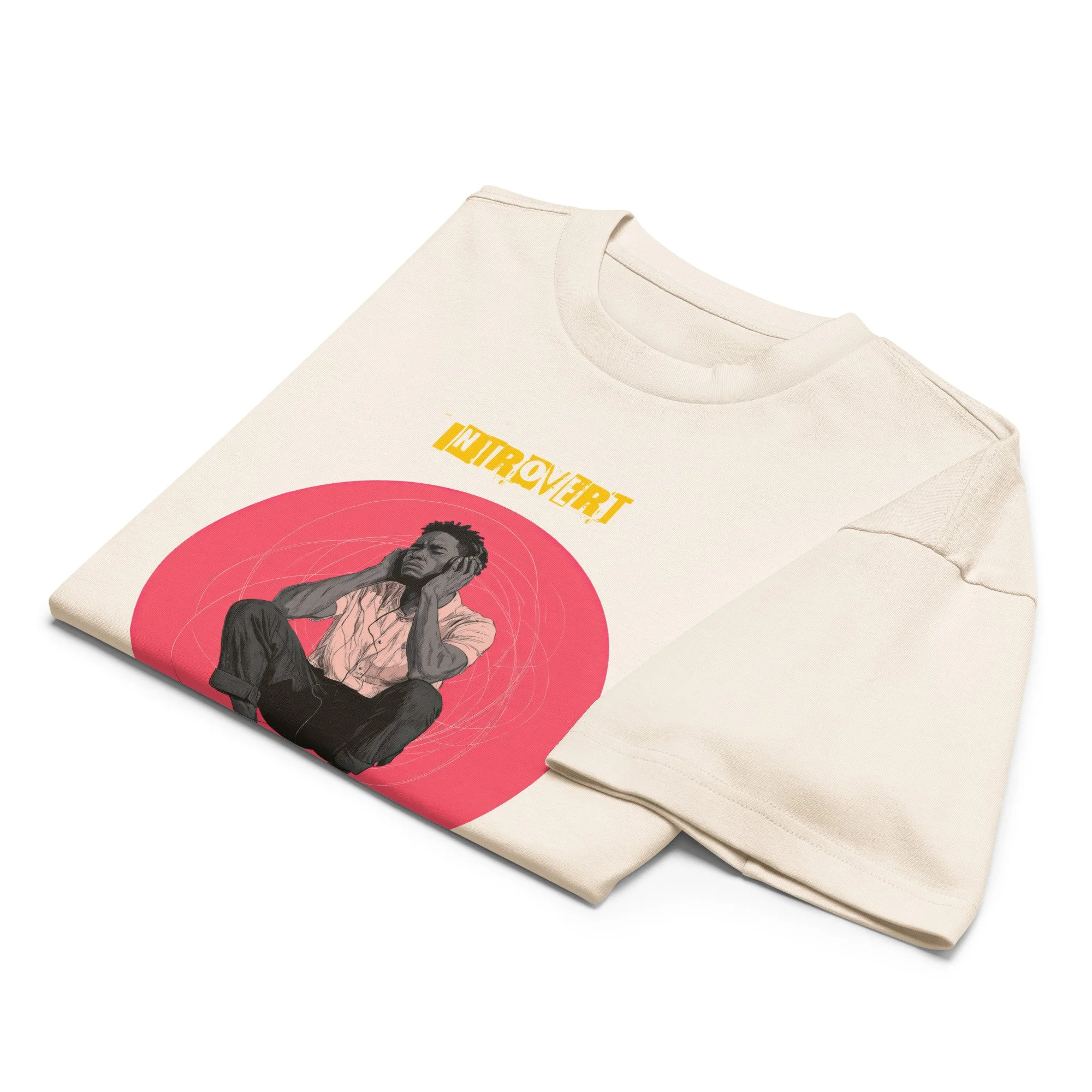 IntrovertedAlpha™ Box Tee in Vintage White for men, soft-toned box tee with a minimalist oversized fit