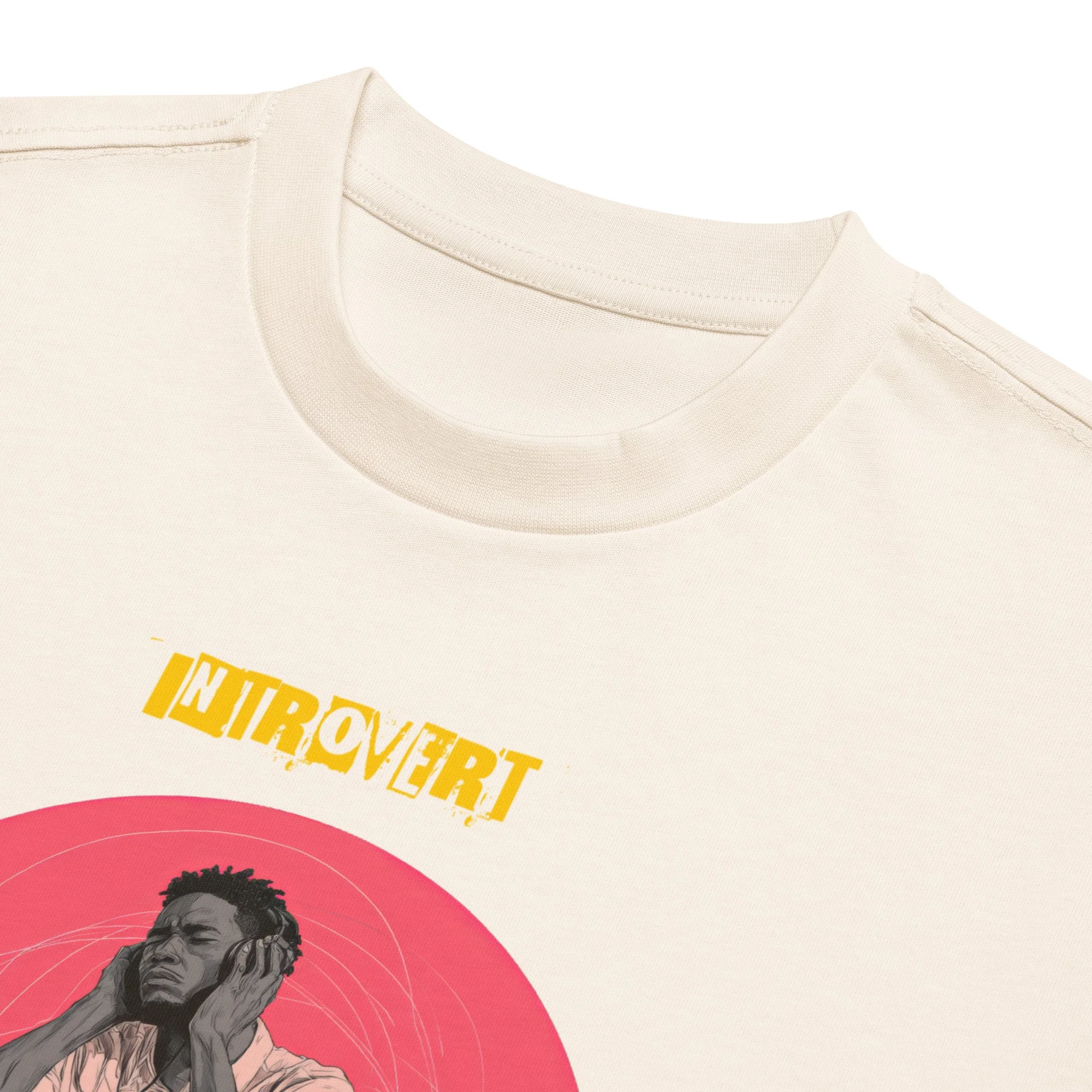 IntrovertedAlpha™ Box Tee in Vintage White for men, soft-toned box tee with a minimalist oversized fit
