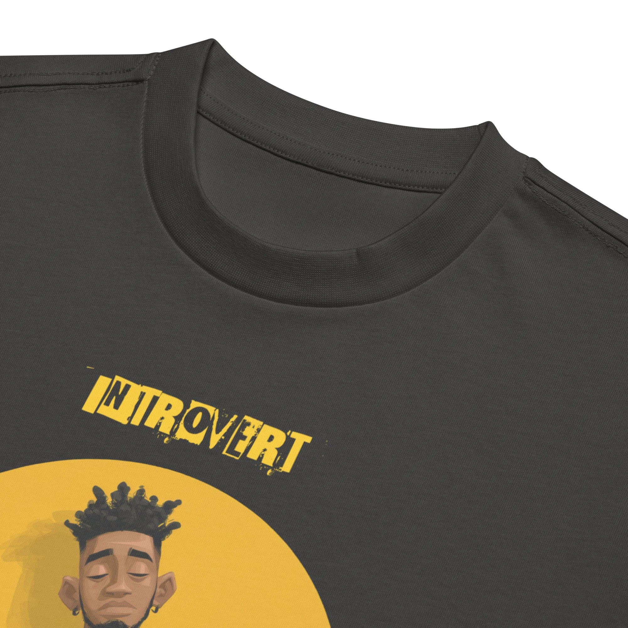 IntrovertedAlpha™ Box Tee in Vintage Black for men, washed boxy T-shirt with a relaxed streetwear silhouette