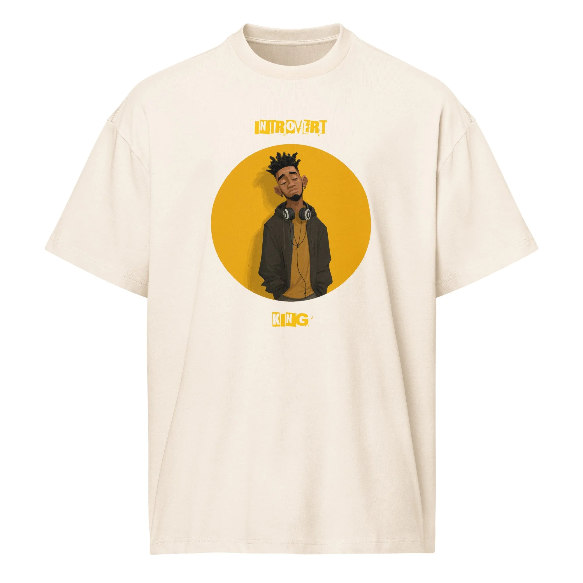 IntrovertedAlpha™ Box Tee in Vintage White for men, soft-toned box tee with a minimalist oversized fit