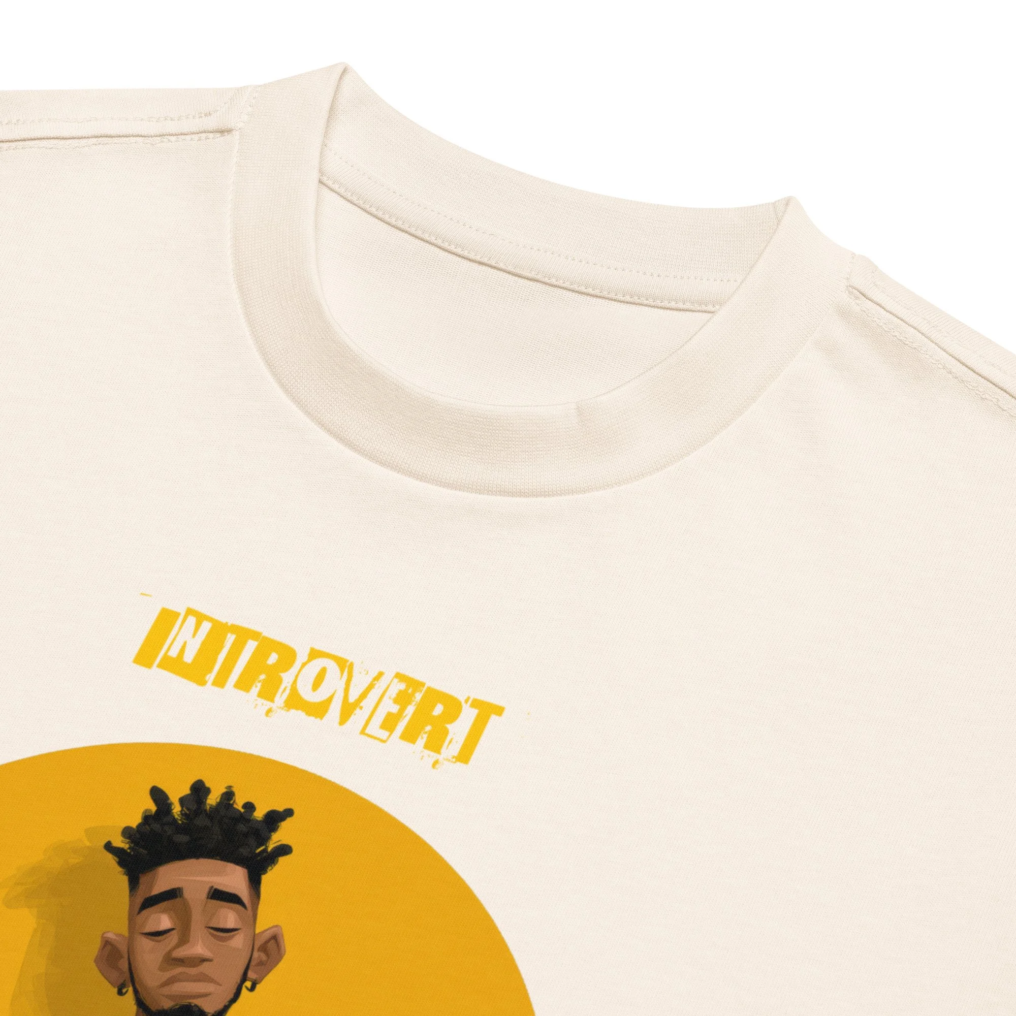 IntrovertedAlpha™ Box Tee in Vintage White for men, soft-toned box tee with a minimalist oversized fit