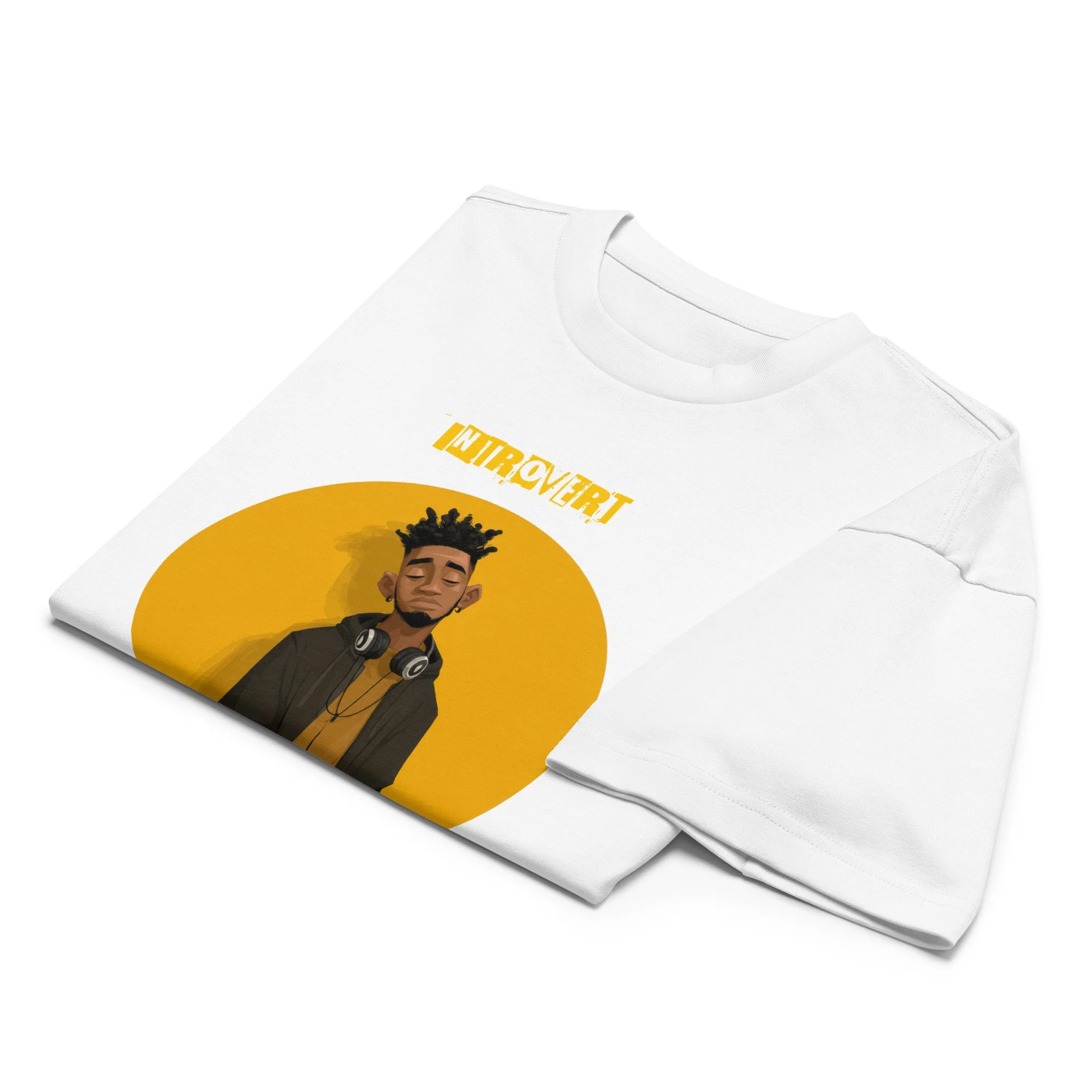 IntrovertedAlpha™ Box Tee in White for men, crisp structured box tee with a clean premium finish