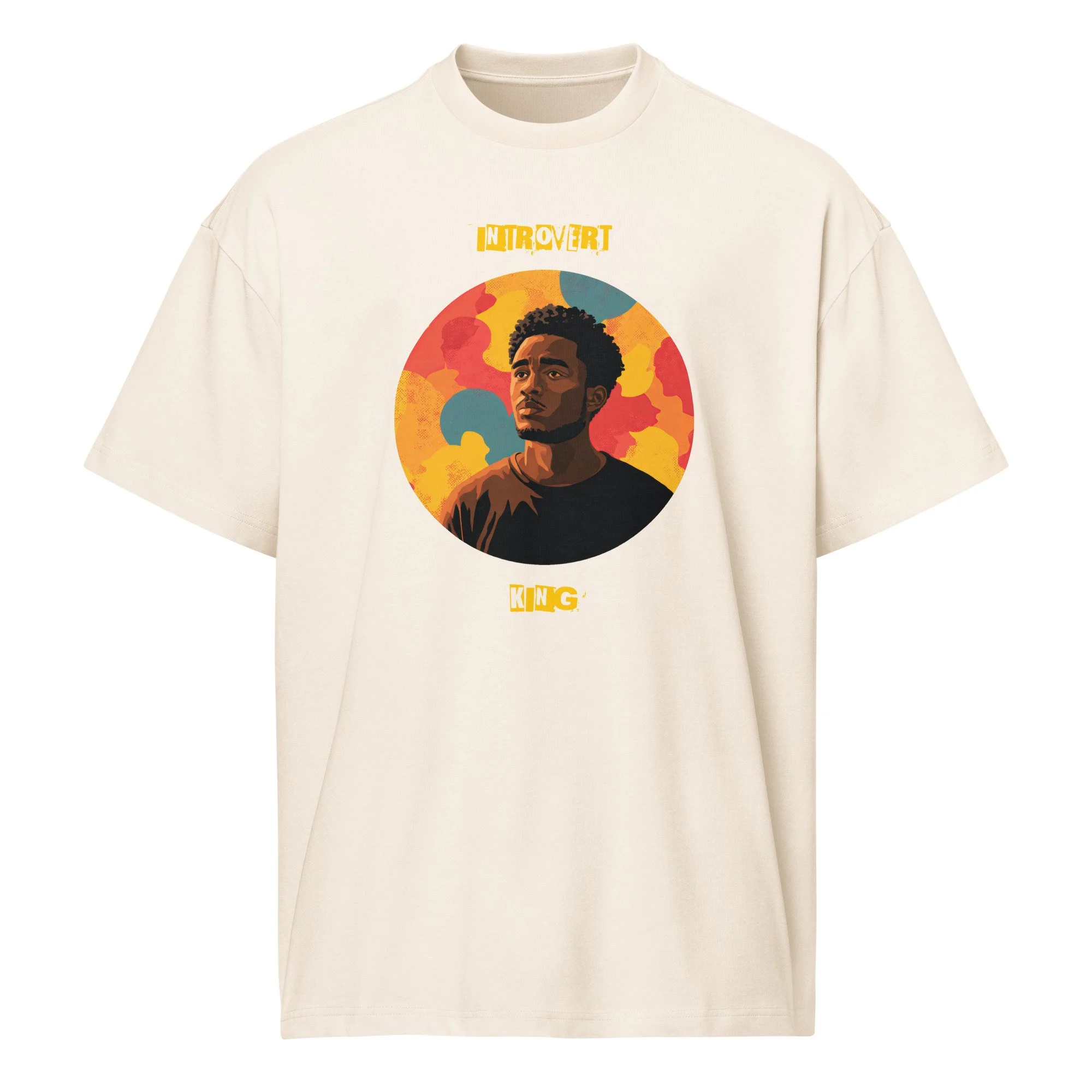 IntrovertedAlpha™ Box Tee in Vintage White for men, soft-toned box tee with a minimalist oversized fit