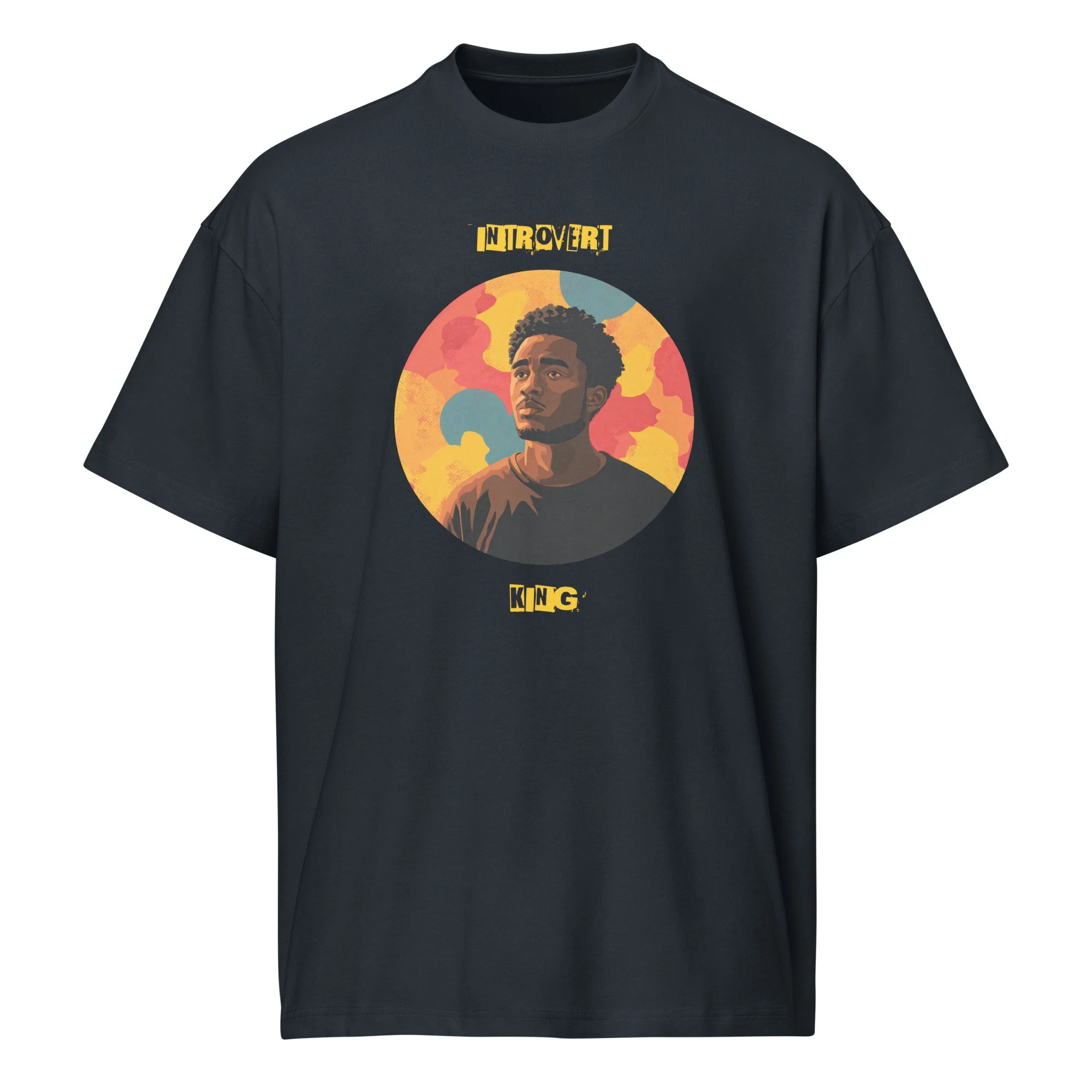IntrovertedAlpha™ Box Tee in Navy Blazer for men, structured oversized T-shirt with premium streetwear style