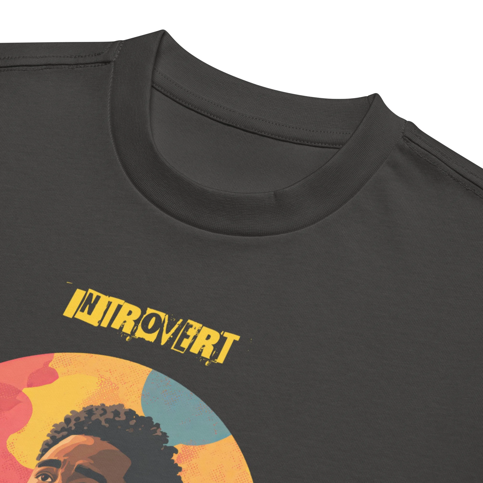 IntrovertedAlpha™ Box Tee in Vintage Black for men, washed boxy T-shirt with a relaxed streetwear silhouette