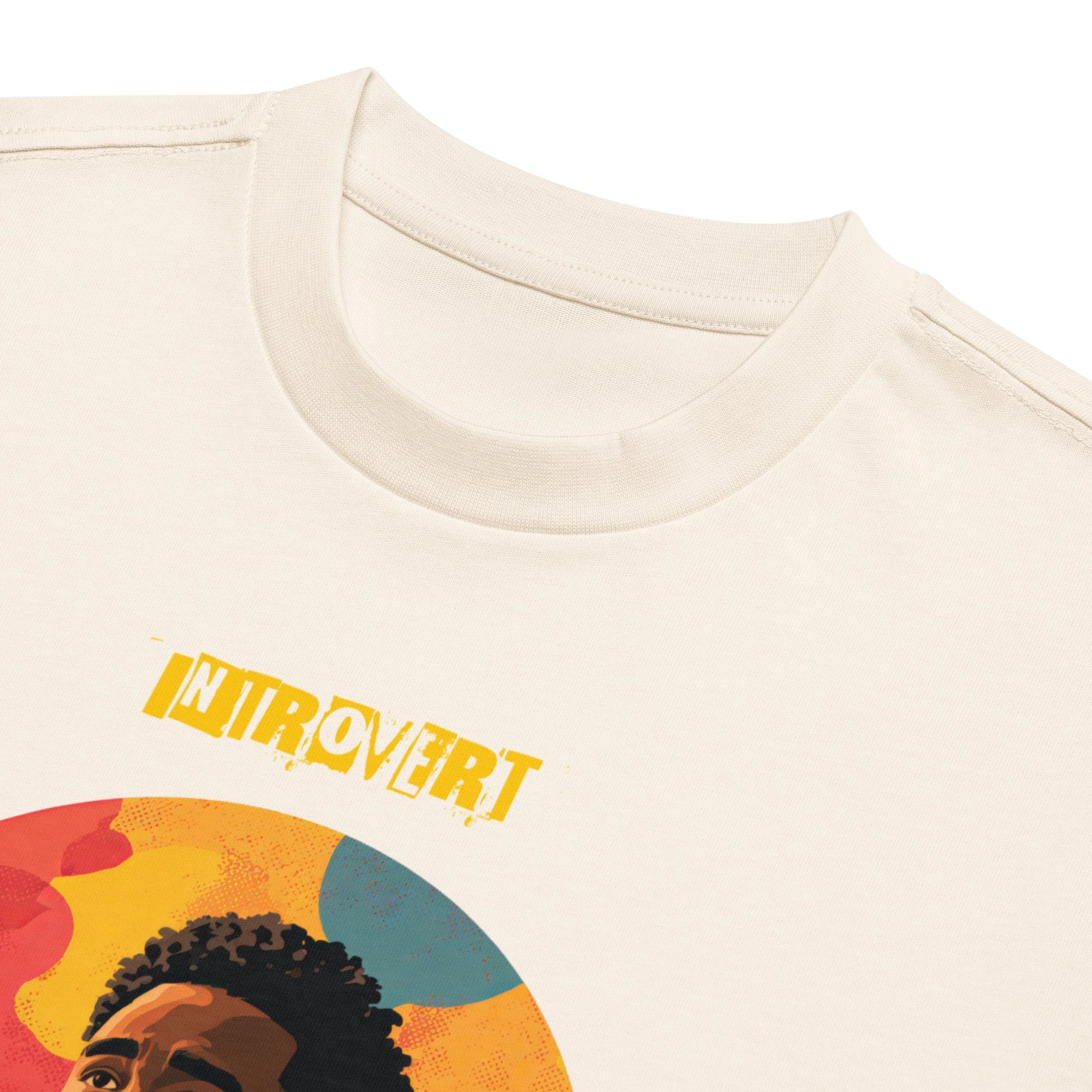 IntrovertedAlpha™ Box Tee in Vintage White for men, soft-toned box tee with a minimalist oversized fit