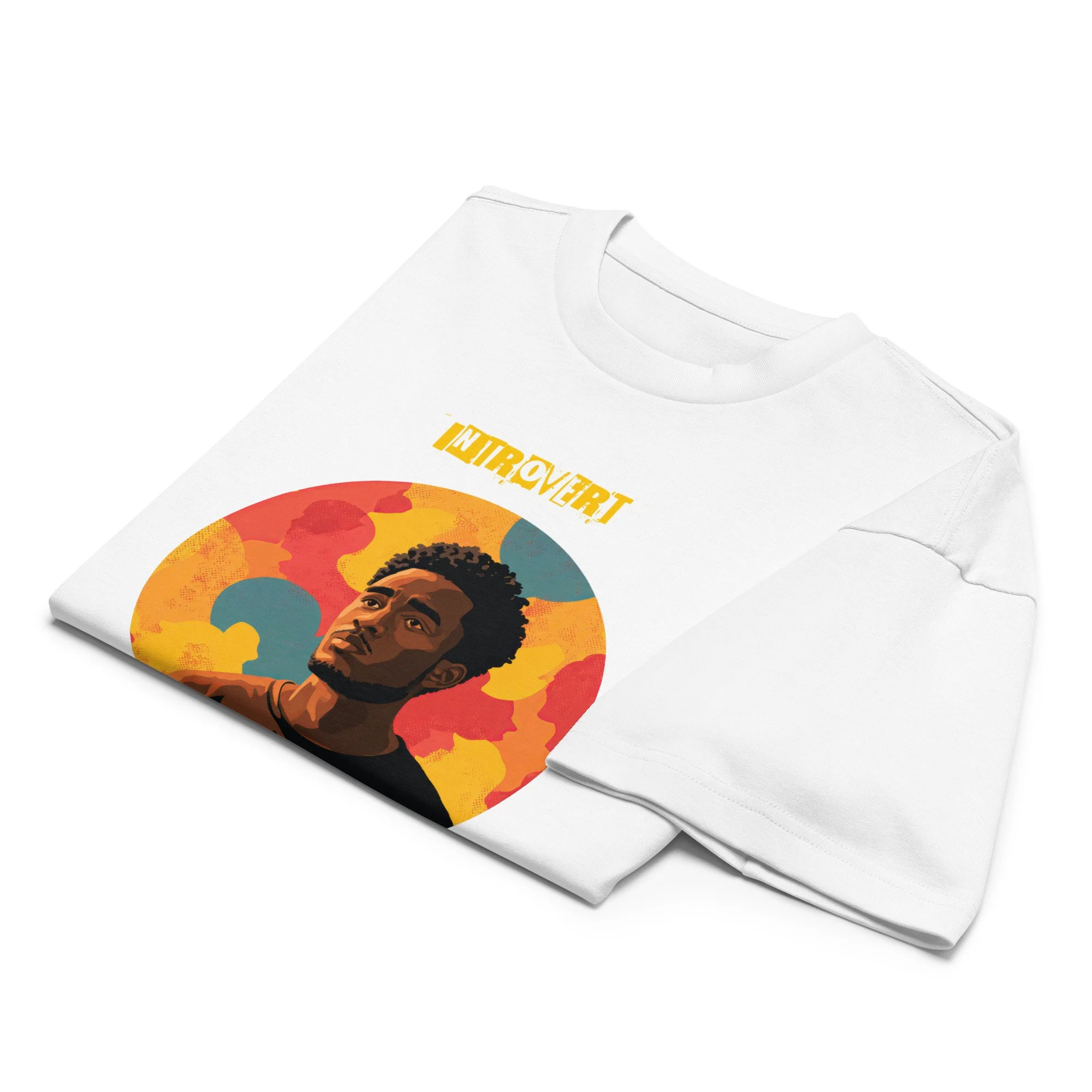 IntrovertedAlpha™ Box Tee in White for men, crisp structured box tee with a clean premium finish