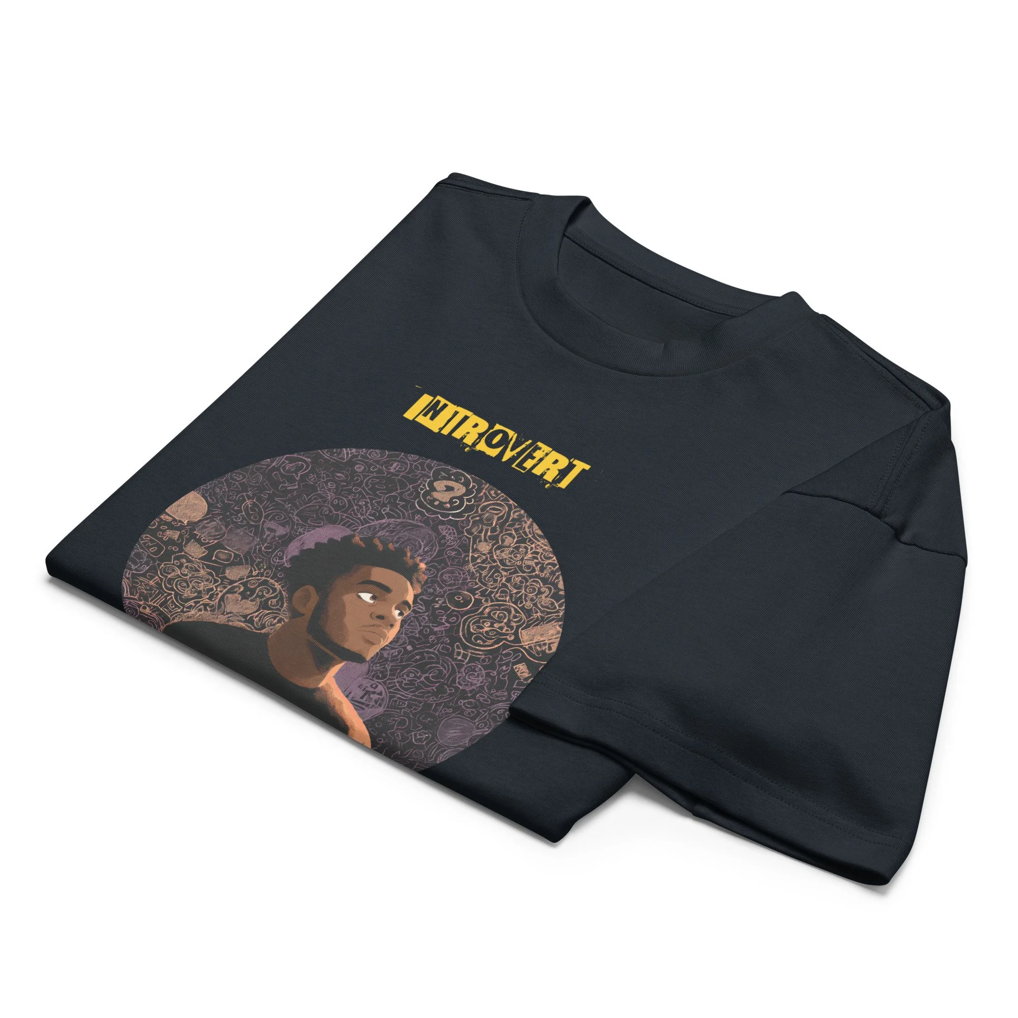 IntrovertedAlpha™ Box Tee in Navy Blazer for men, structured oversized T-shirt with premium streetwear style