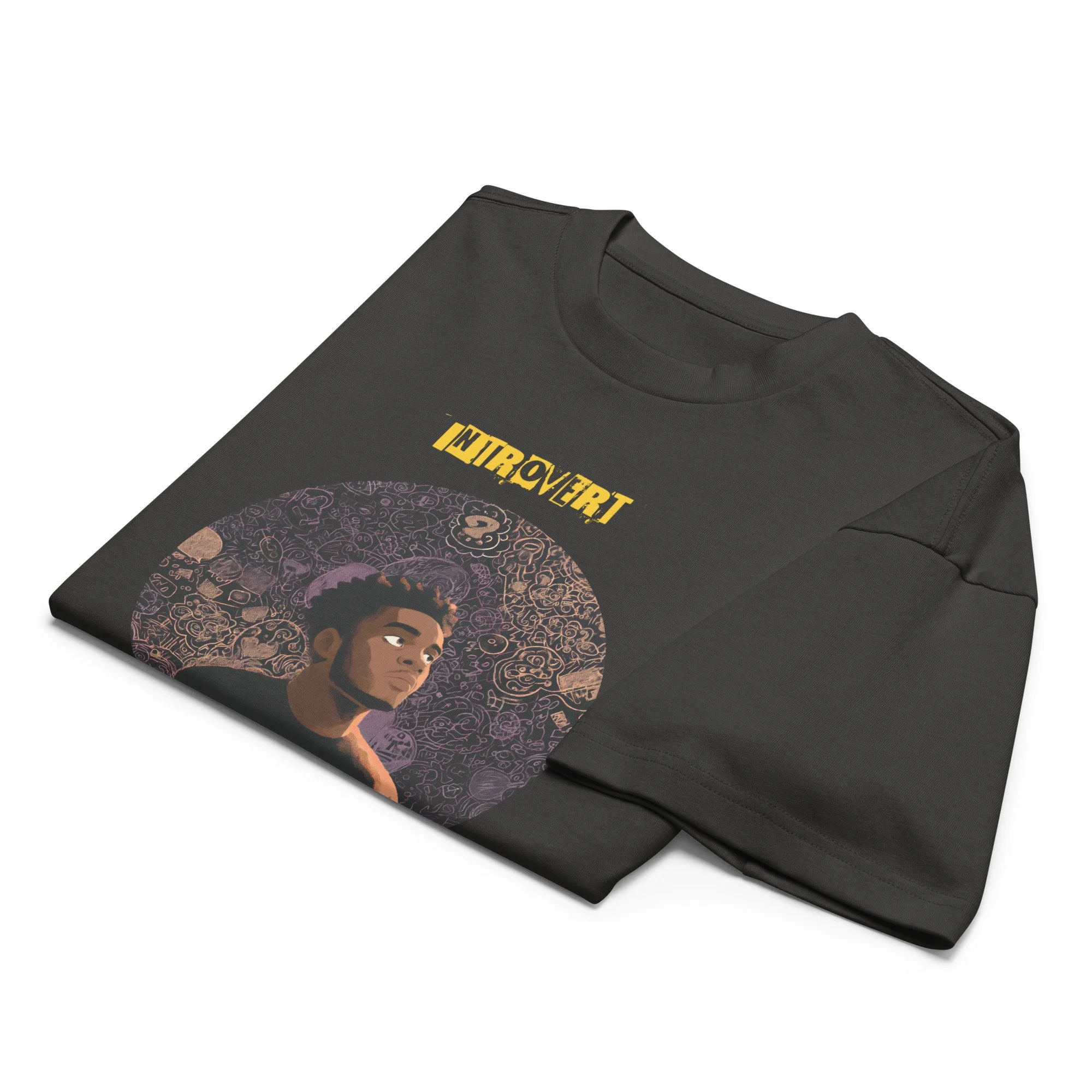 IntrovertedAlpha™ Box Tee in Vintage Black for men, washed boxy T-shirt with a relaxed streetwear silhouette