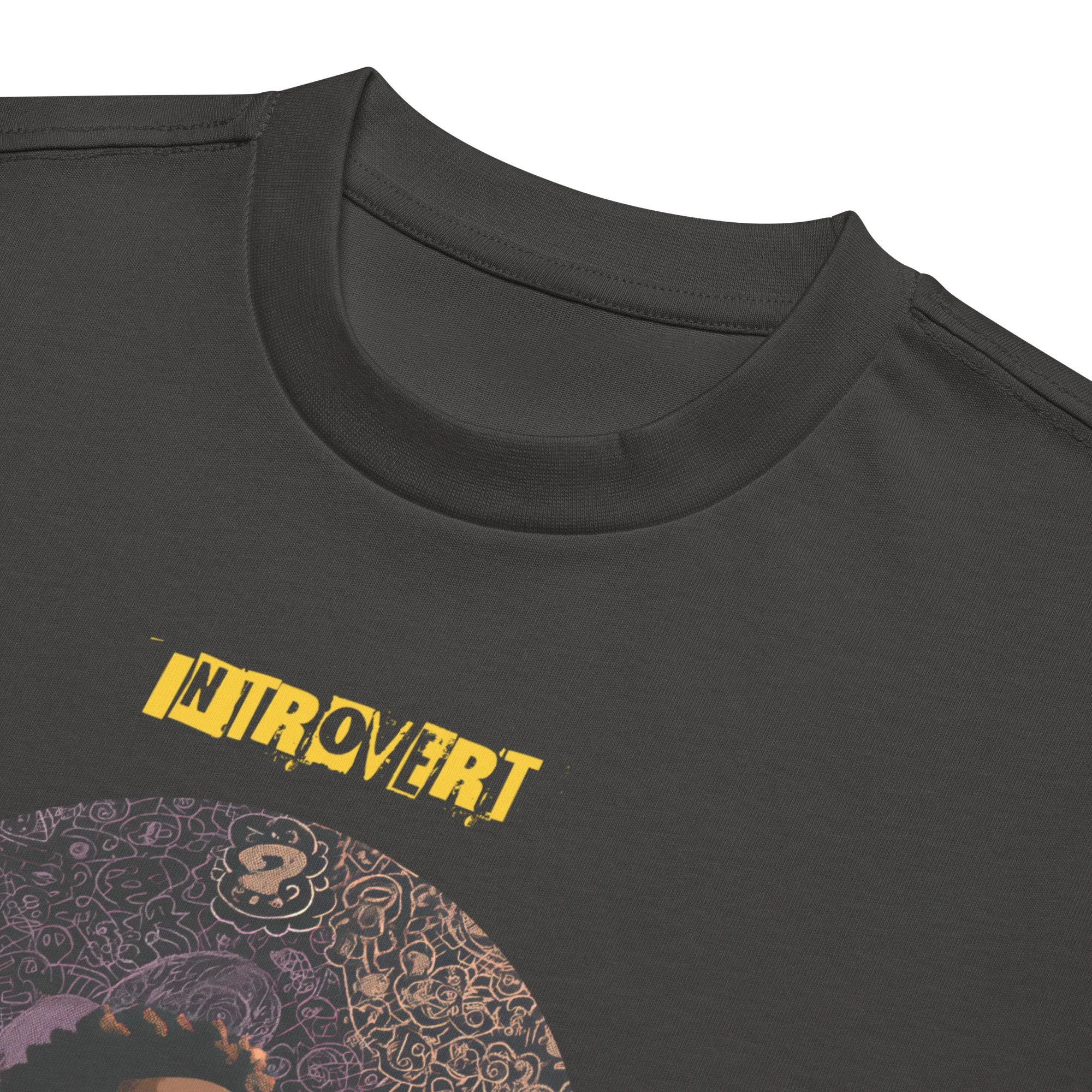 IntrovertedAlpha™ Box Tee in Vintage Black for men, washed boxy T-shirt with a relaxed streetwear silhouette