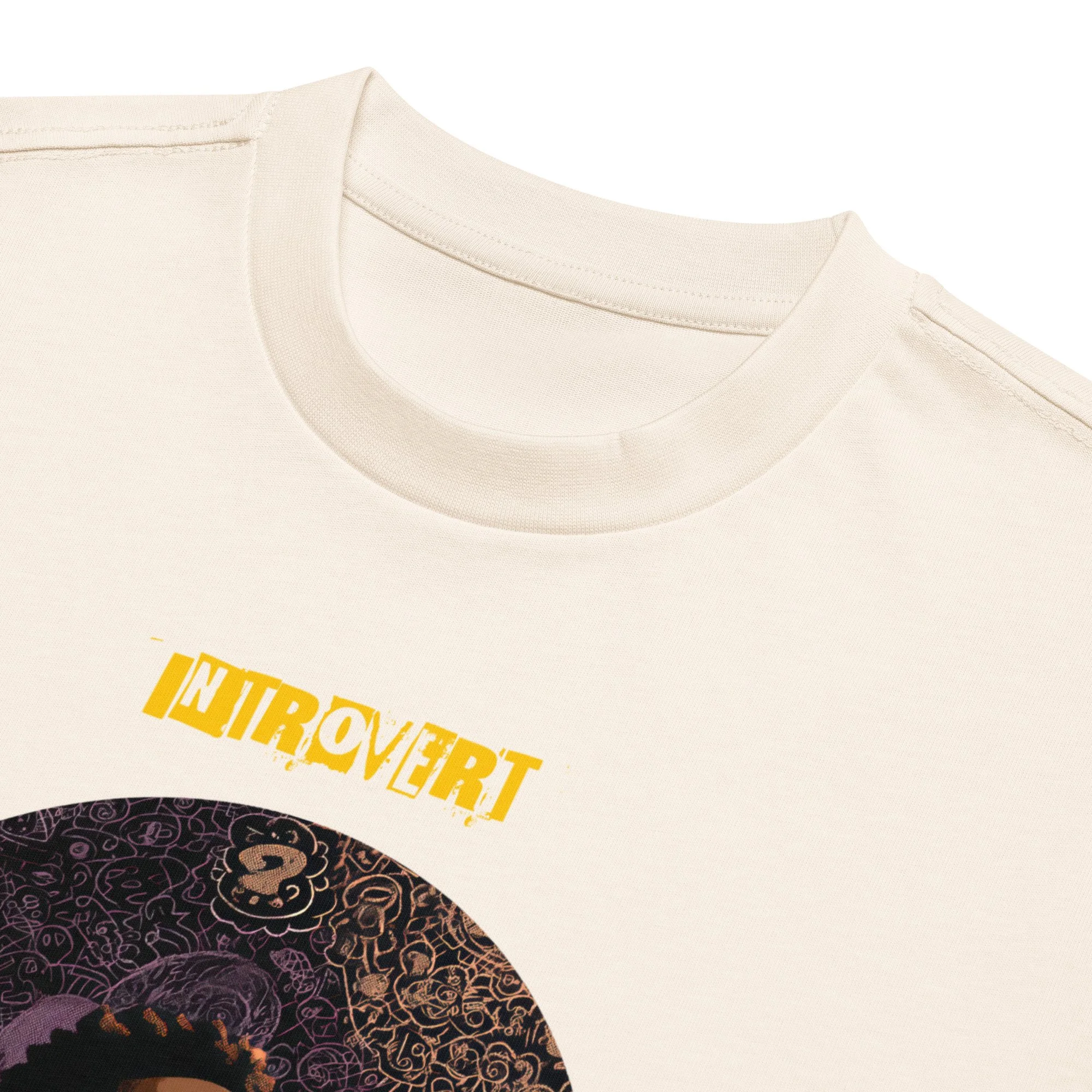 IntrovertedAlpha™ Box Tee in Vintage White for men, soft-toned box tee with a minimalist oversized fit