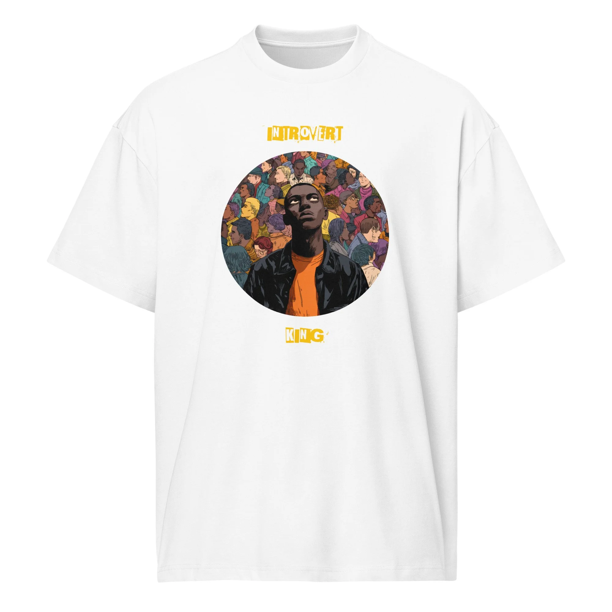 IntrovertedAlpha™ Box Tee in White for men, crisp structured box tee with a clean premium finish