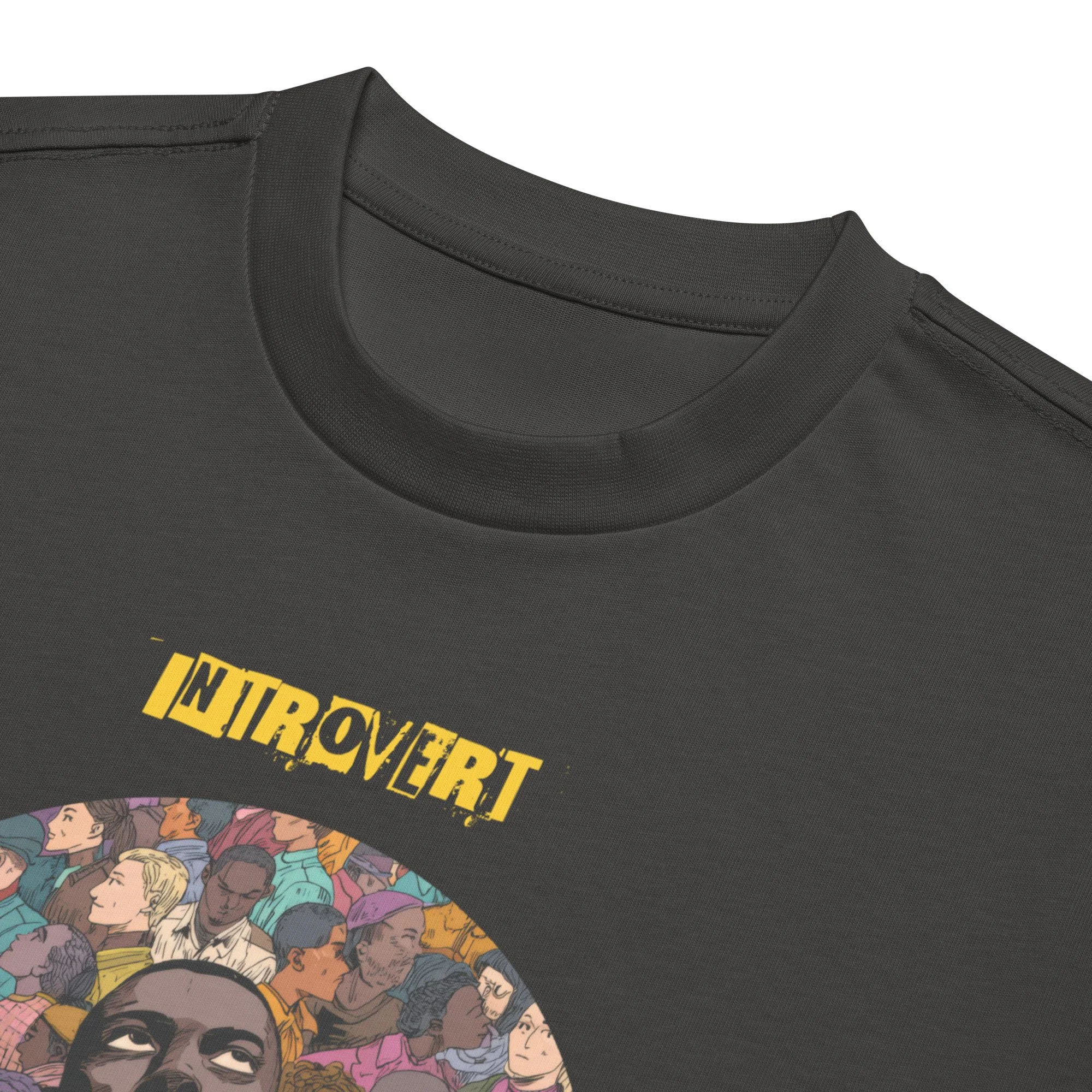 IntrovertedAlpha™ Box Tee in Vintage Black for men, washed boxy T-shirt with a relaxed streetwear silhouette
