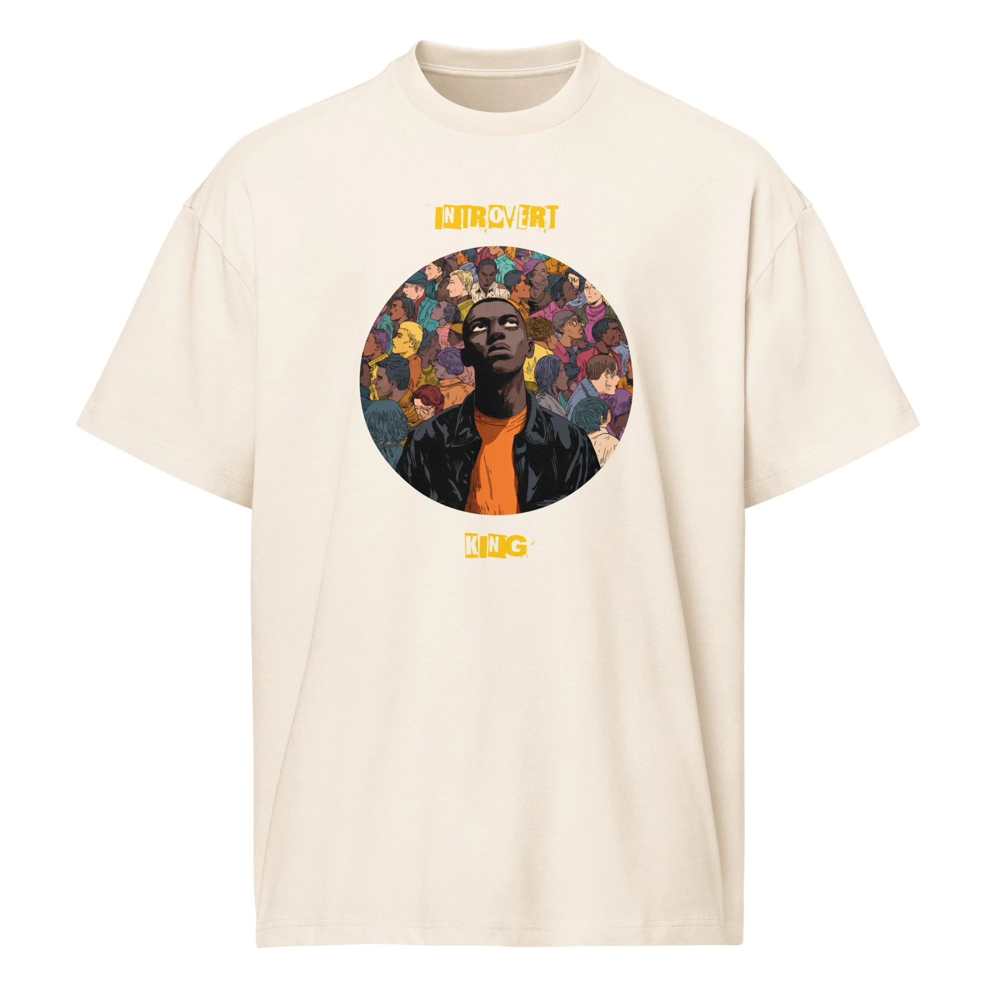 IntrovertedAlpha™ Box Tee in Vintage White for men, soft-toned box tee with a minimalist oversized fit