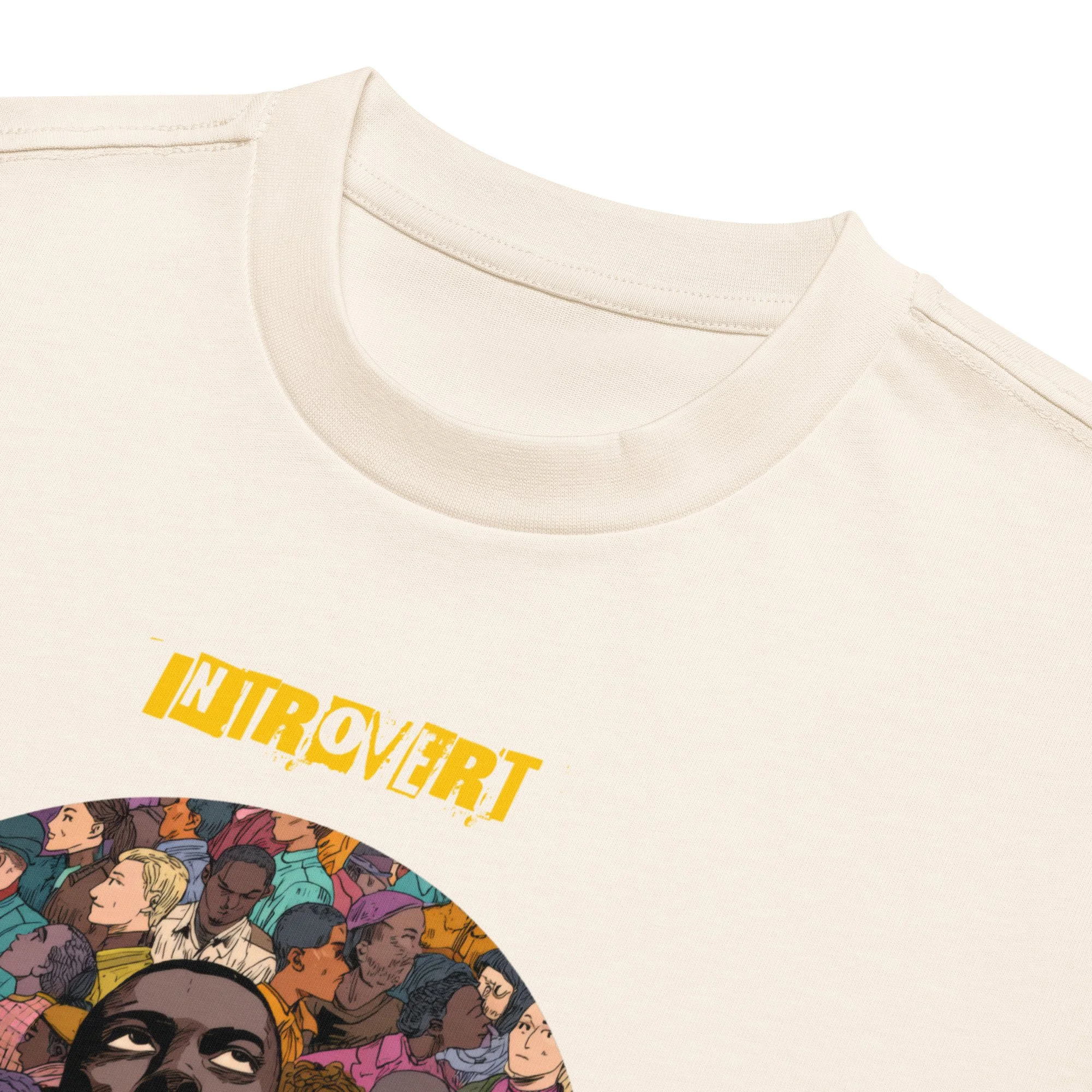 IntrovertedAlpha™ Box Tee in Vintage White for men, soft-toned box tee with a minimalist oversized fit