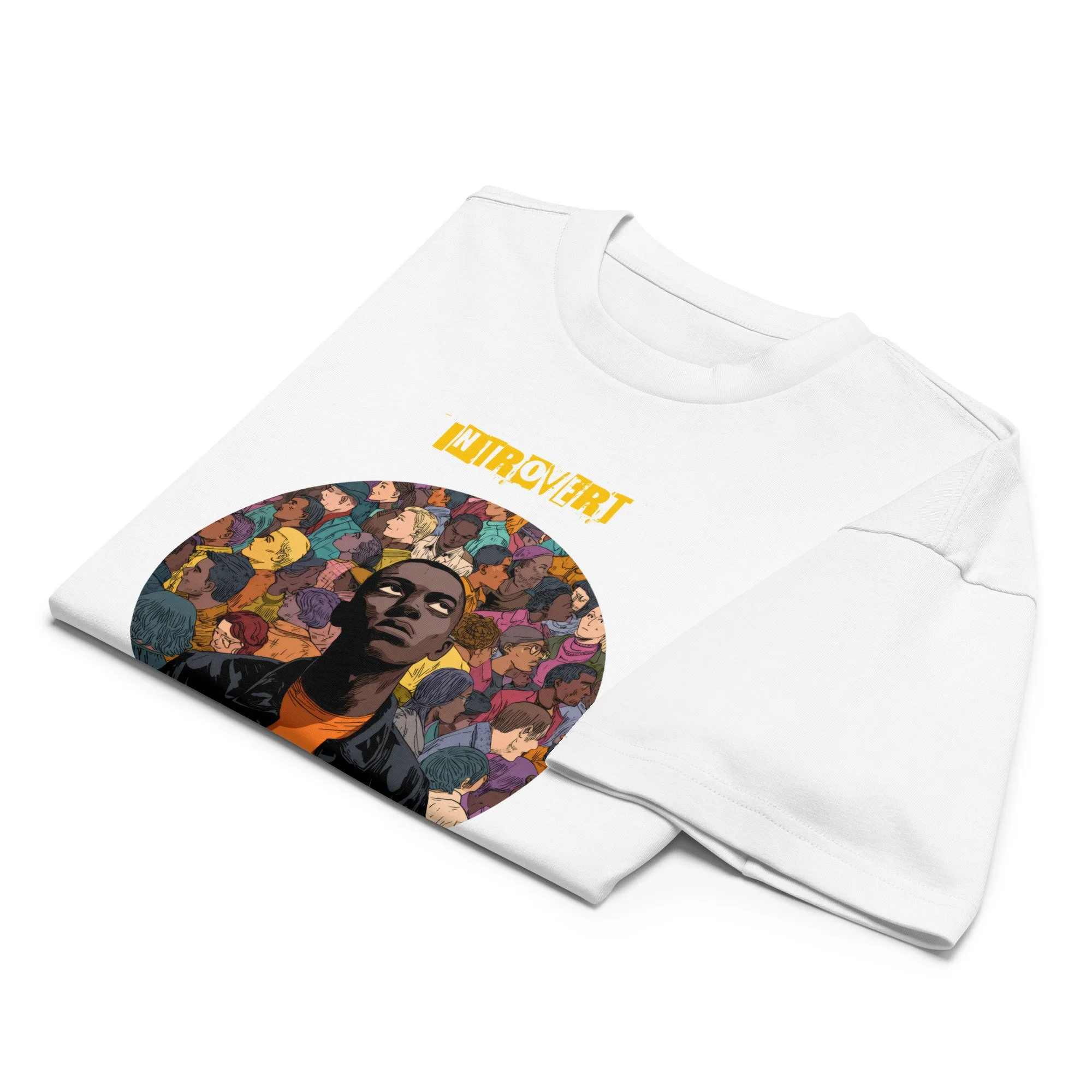 IntrovertedAlpha™ Box Tee in White for men, crisp structured box tee with a clean premium finish