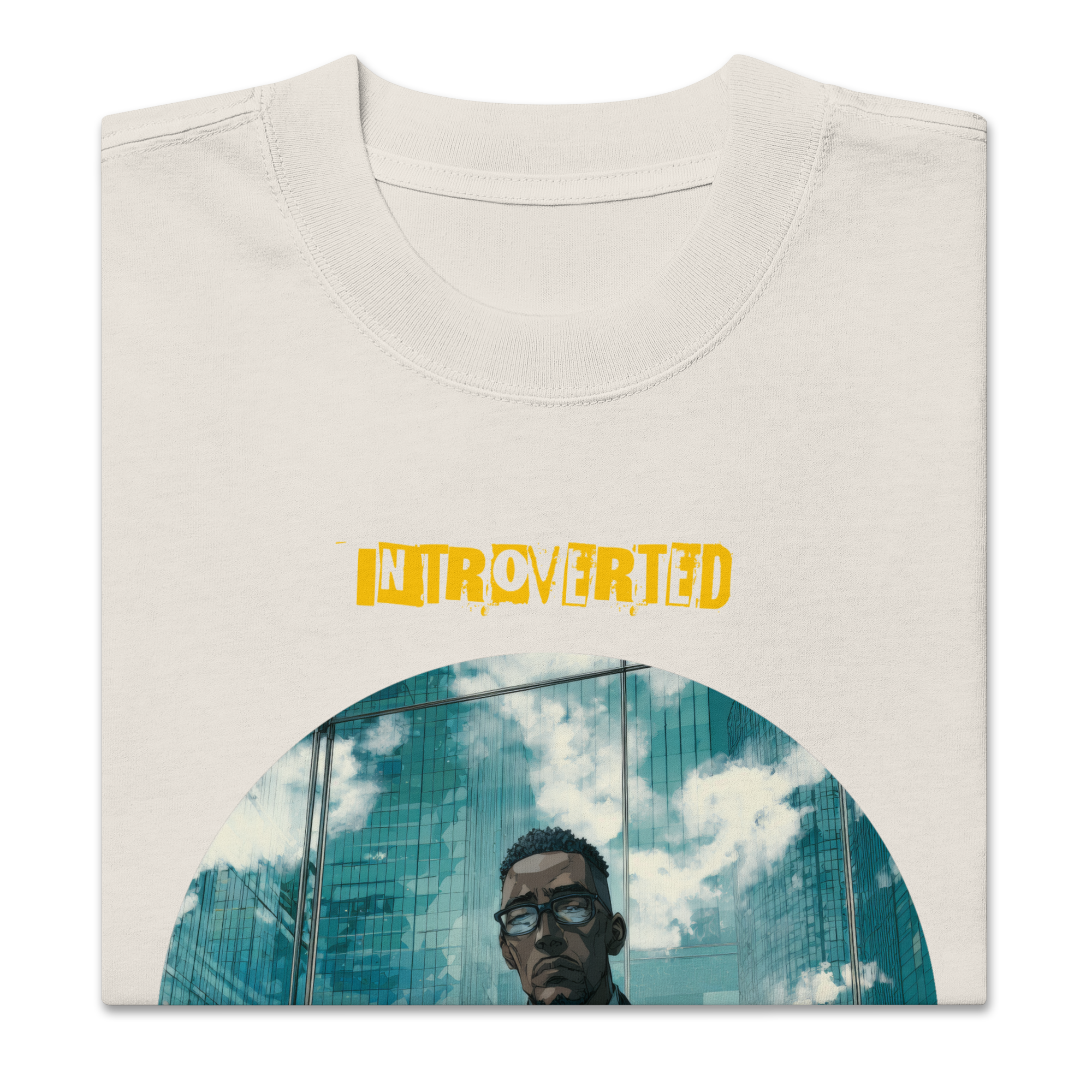 IntrovertedAlpha™ Oversized Faded T-Shirt in Faded Bone for men, soft neutral oversized T-shirt with a minimalist streetwear feel