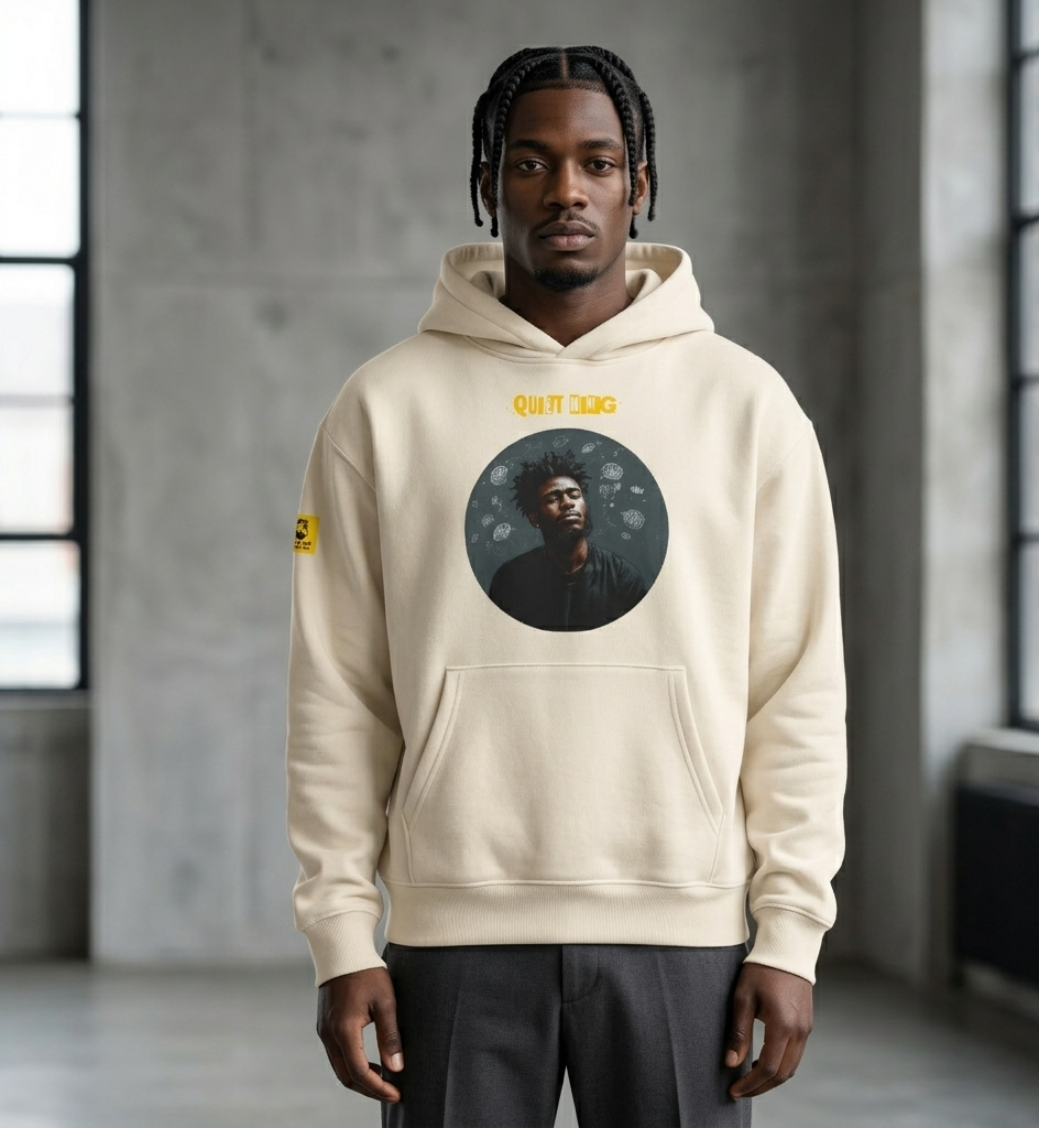 IntrovertedAlpha™ Oversized Hoodie in Dust for men, soft neutral heavyweight hoodie with a relaxed fit