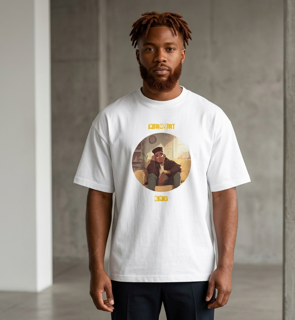 IntrovertedAlpha™ Box Tee in White for men, crisp structured box tee with a clean premium finish