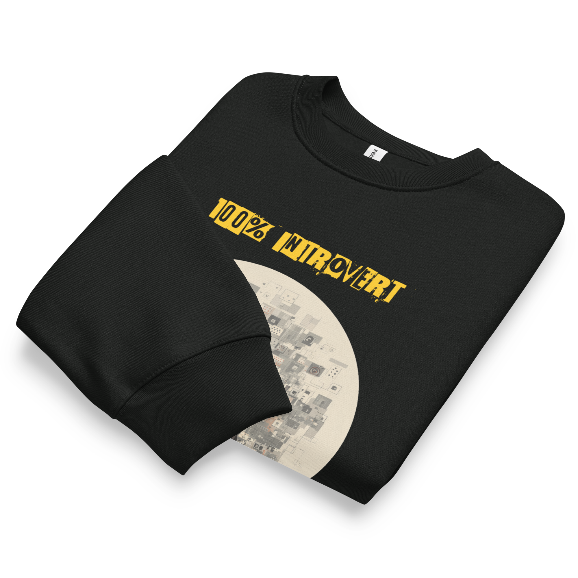 IntrovertedAlpha™ Oversized Sweatshirt in Vintage Black for men, washed heavyweight sweatshirt with a relaxed oversized fit