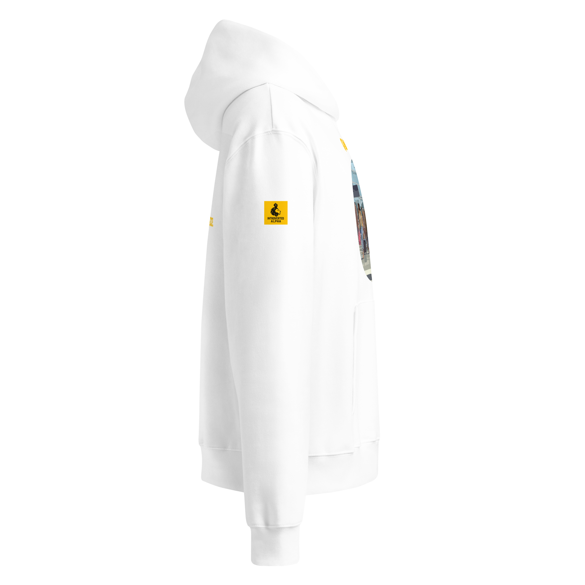 IntrovertedAlpha™ Oversized Hoodie in White for men, crisp minimalist oversized hoodie with premium streetwear appeal