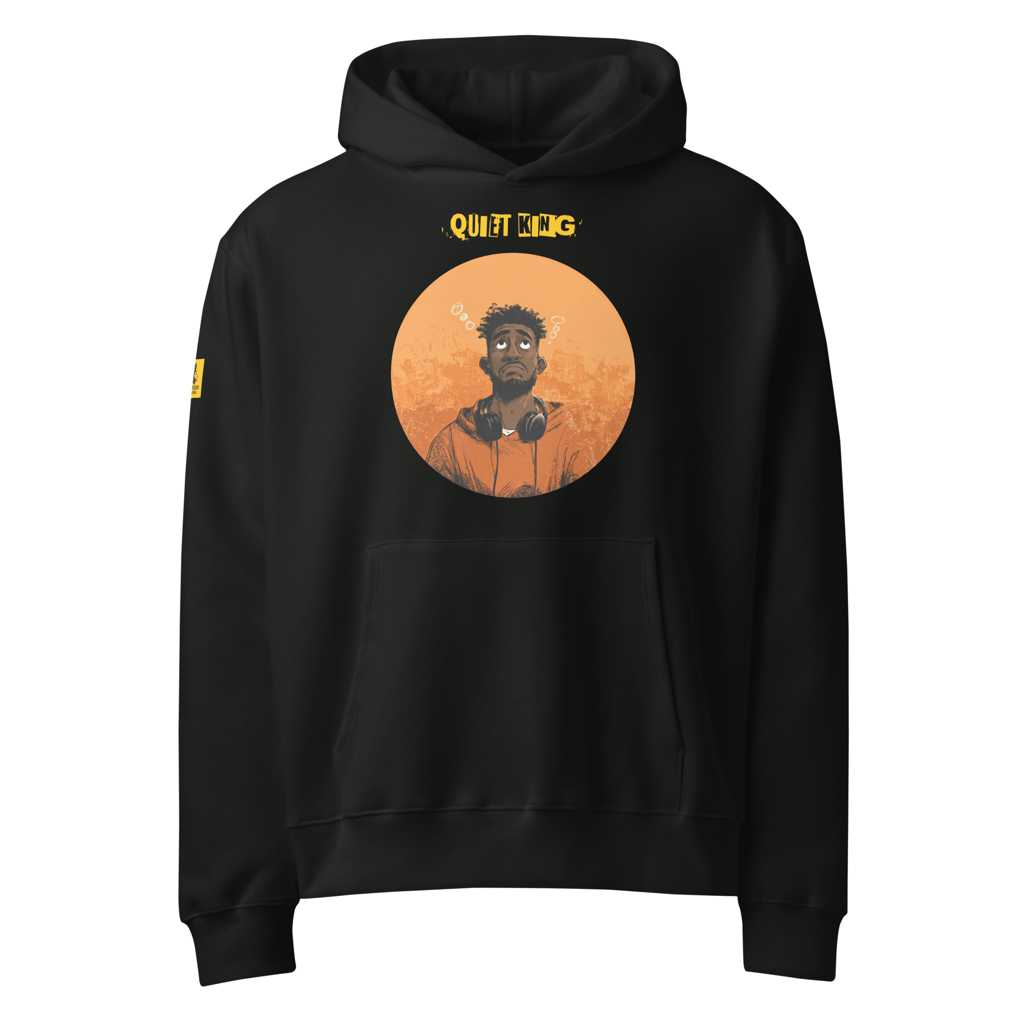 Xantho Philos™ Oversized Hoodie in Vintage Black for men, premium heavyweight streetwear with a relaxed oversized fit
