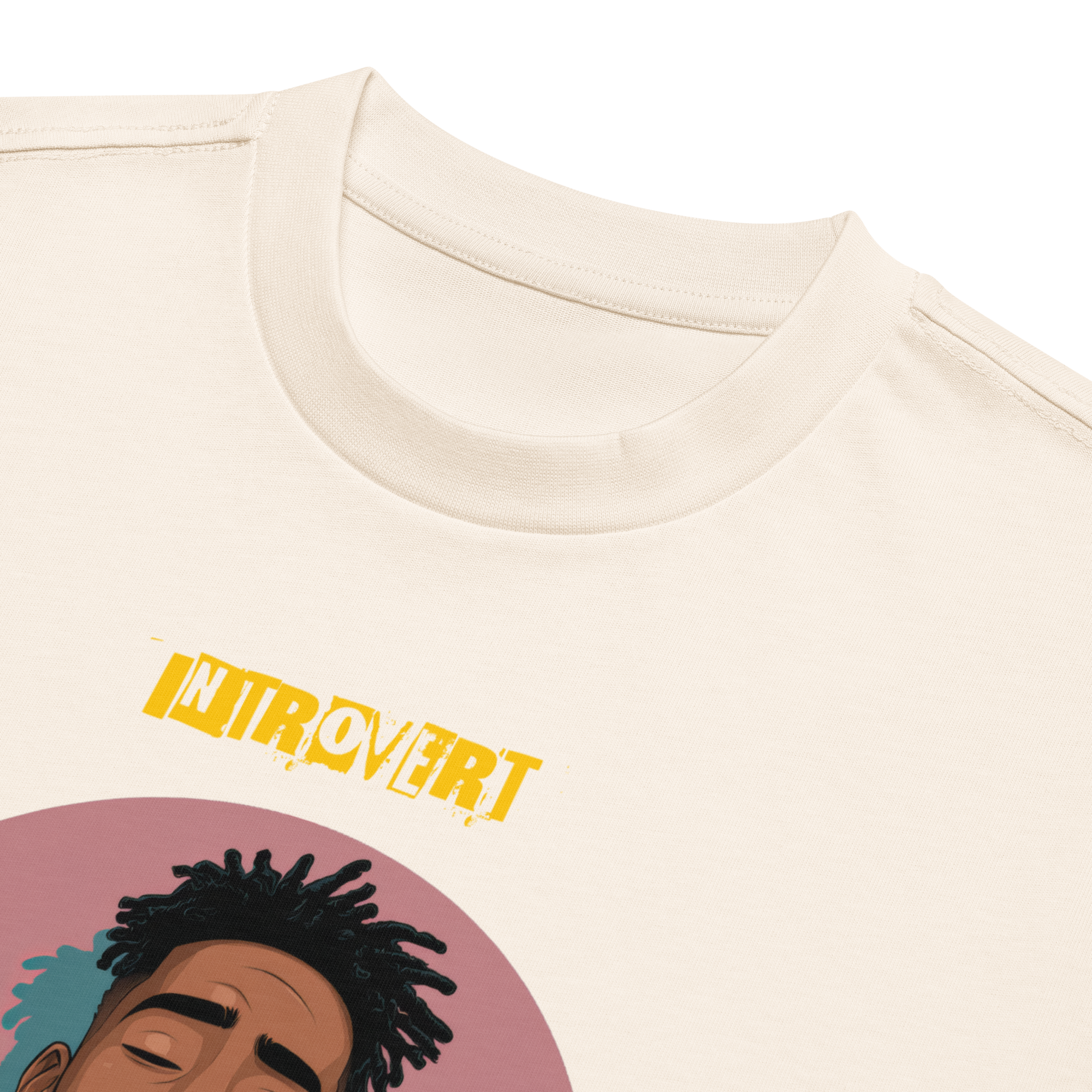 IntrovertedAlpha™ Box Tee in Vintage White for men, soft-toned box tee with a minimalist oversized fit