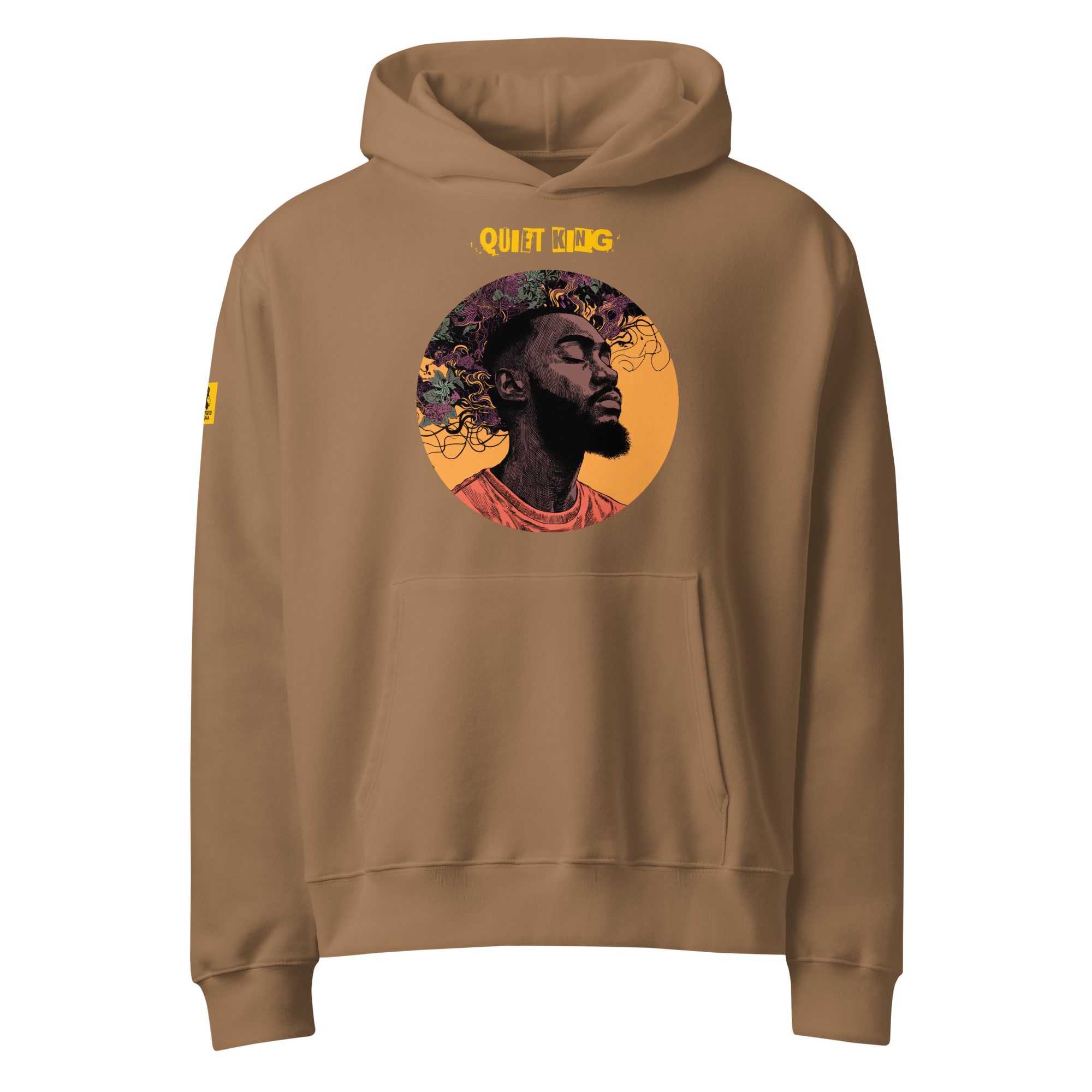 IntrovertedAlpha™ Oversized Hoodie in Vintage Brown for men, premium oversized streetwear with a warm neutral tone